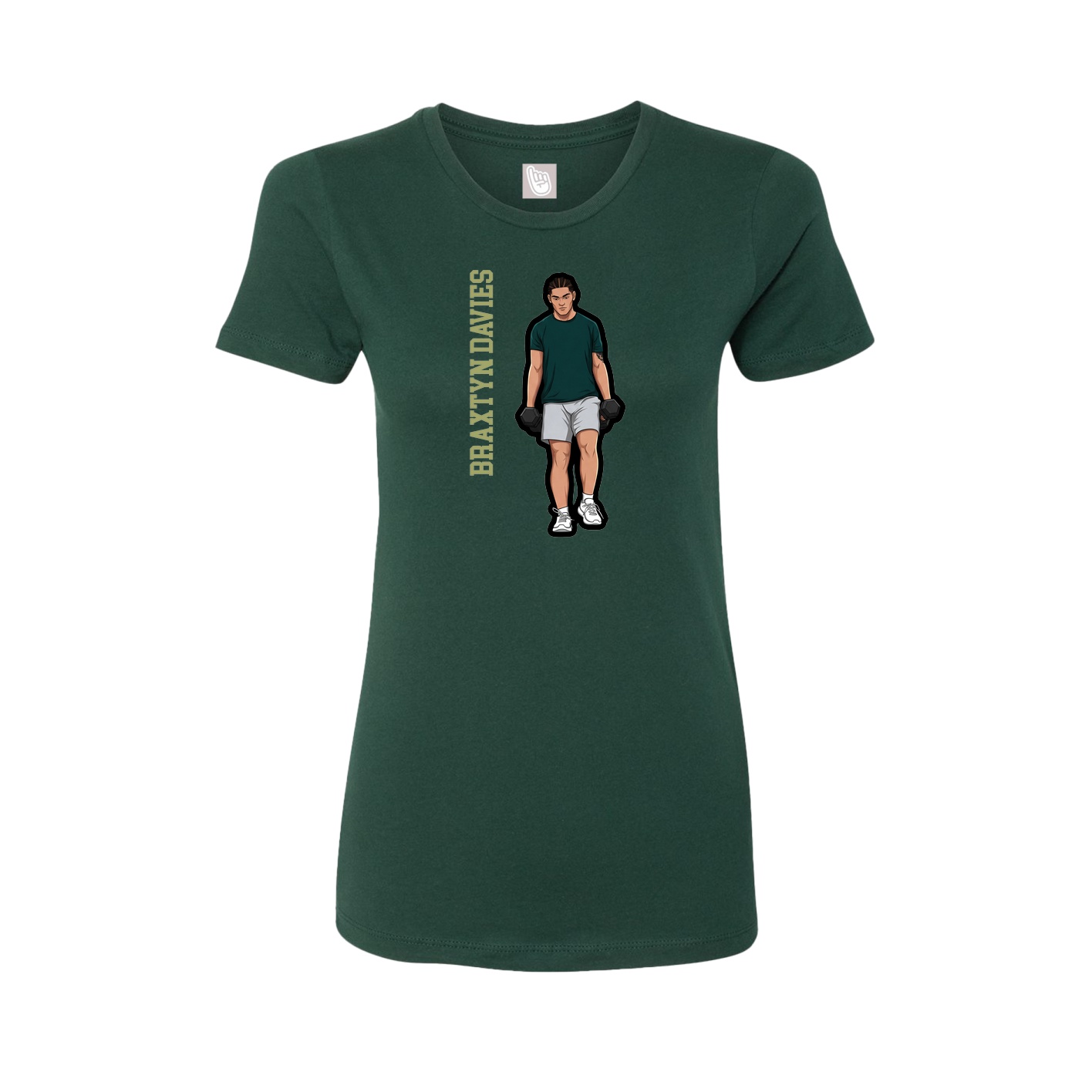Womens Tee — Name Vertical in Green
