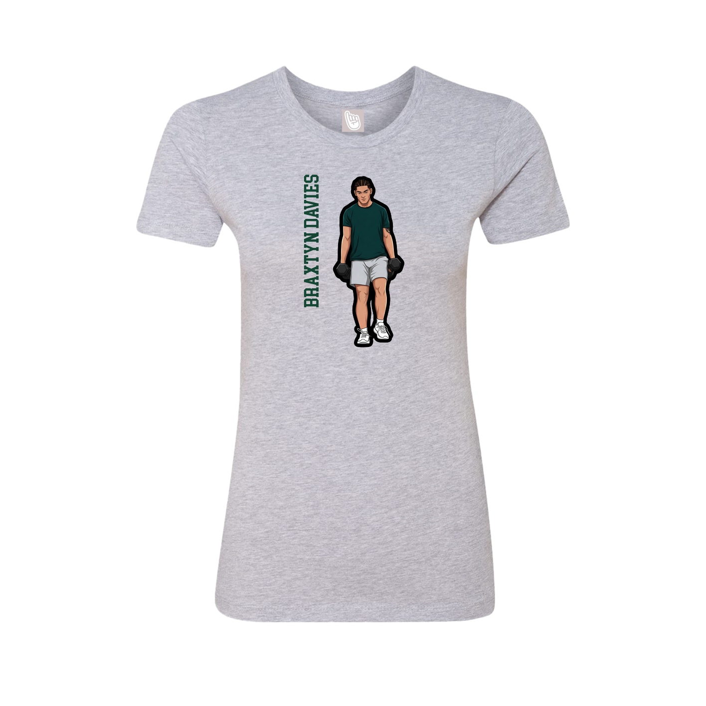 Womens Tee — Name Vertical in Grey