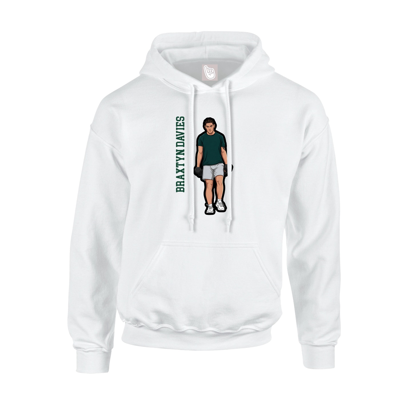 Youth Hoodie — Name Vertical in White