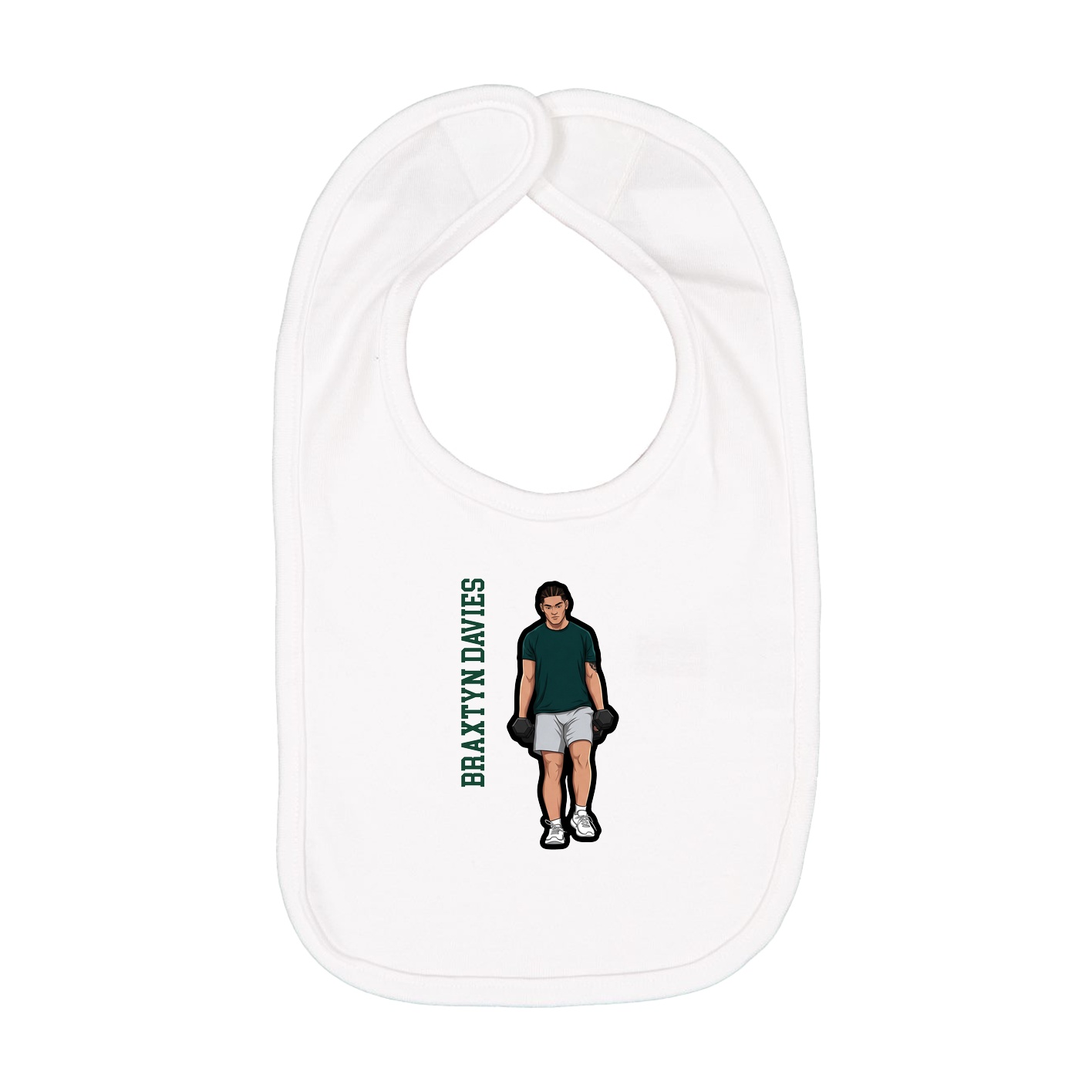 Infant Bib — Name Vertical in White