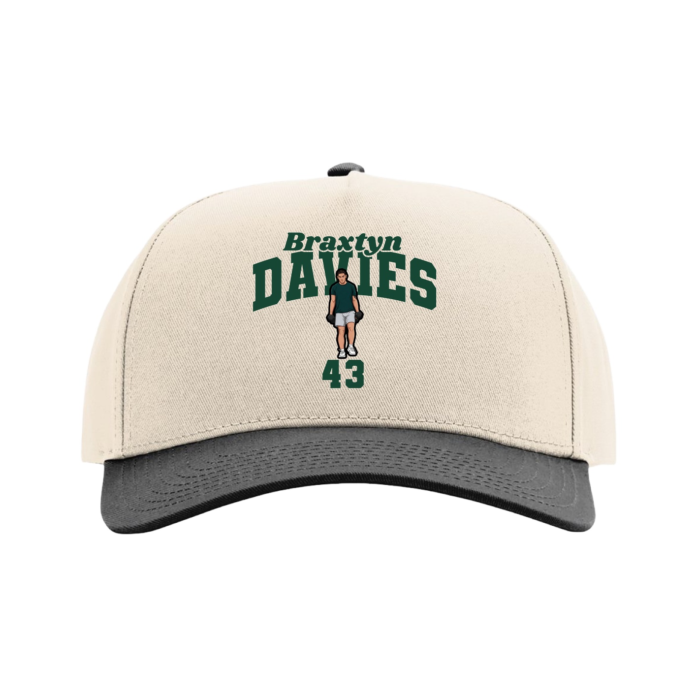 Full Fabric Five-Panel Champ Cap — Signature Arch in Cream/Black