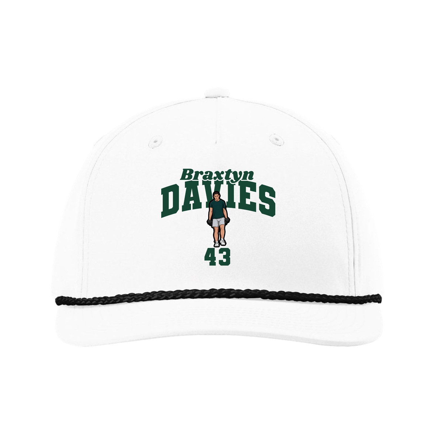 Five-Panel Classic Rope Cap — Signature Arch in White