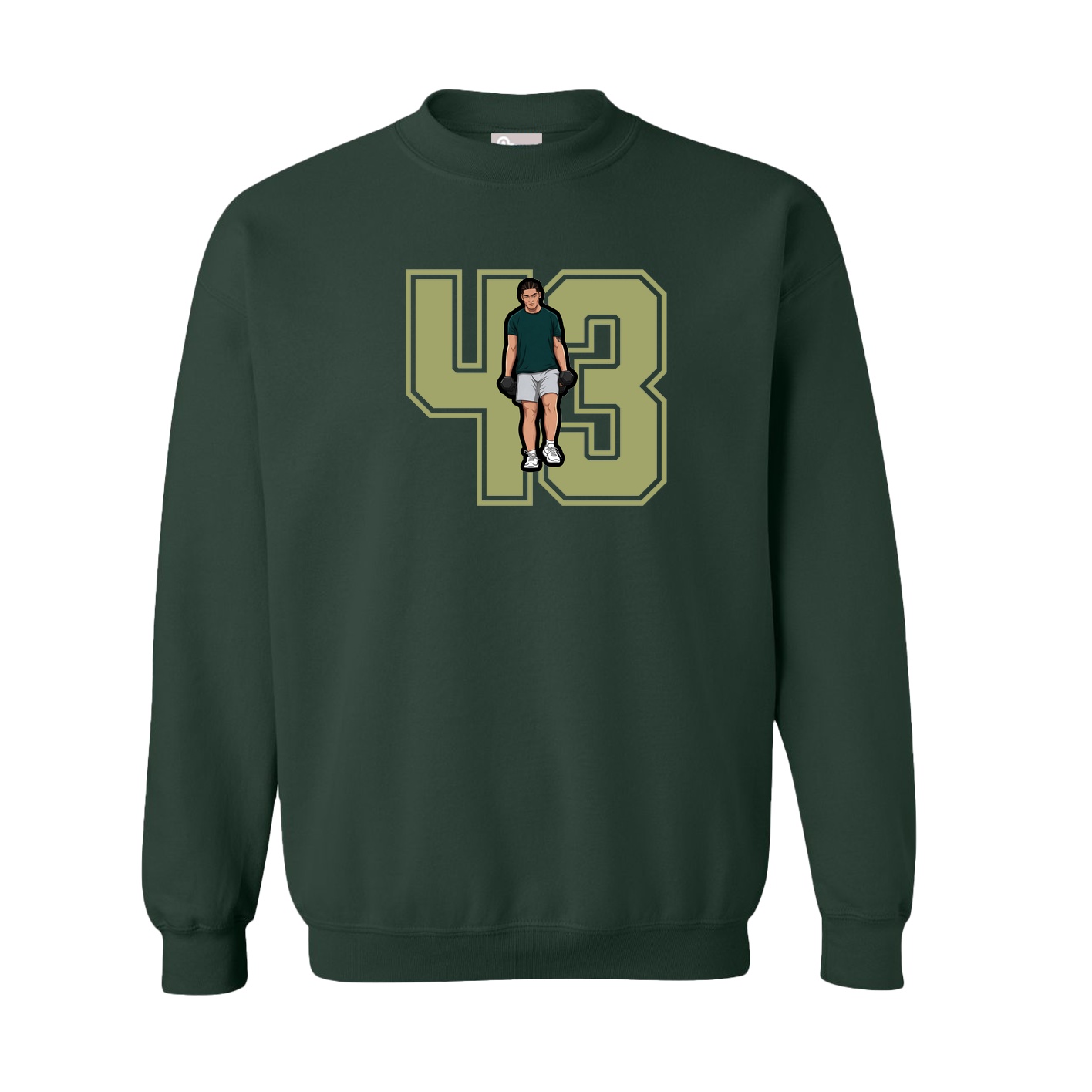 Fleece Crew — Number in Green