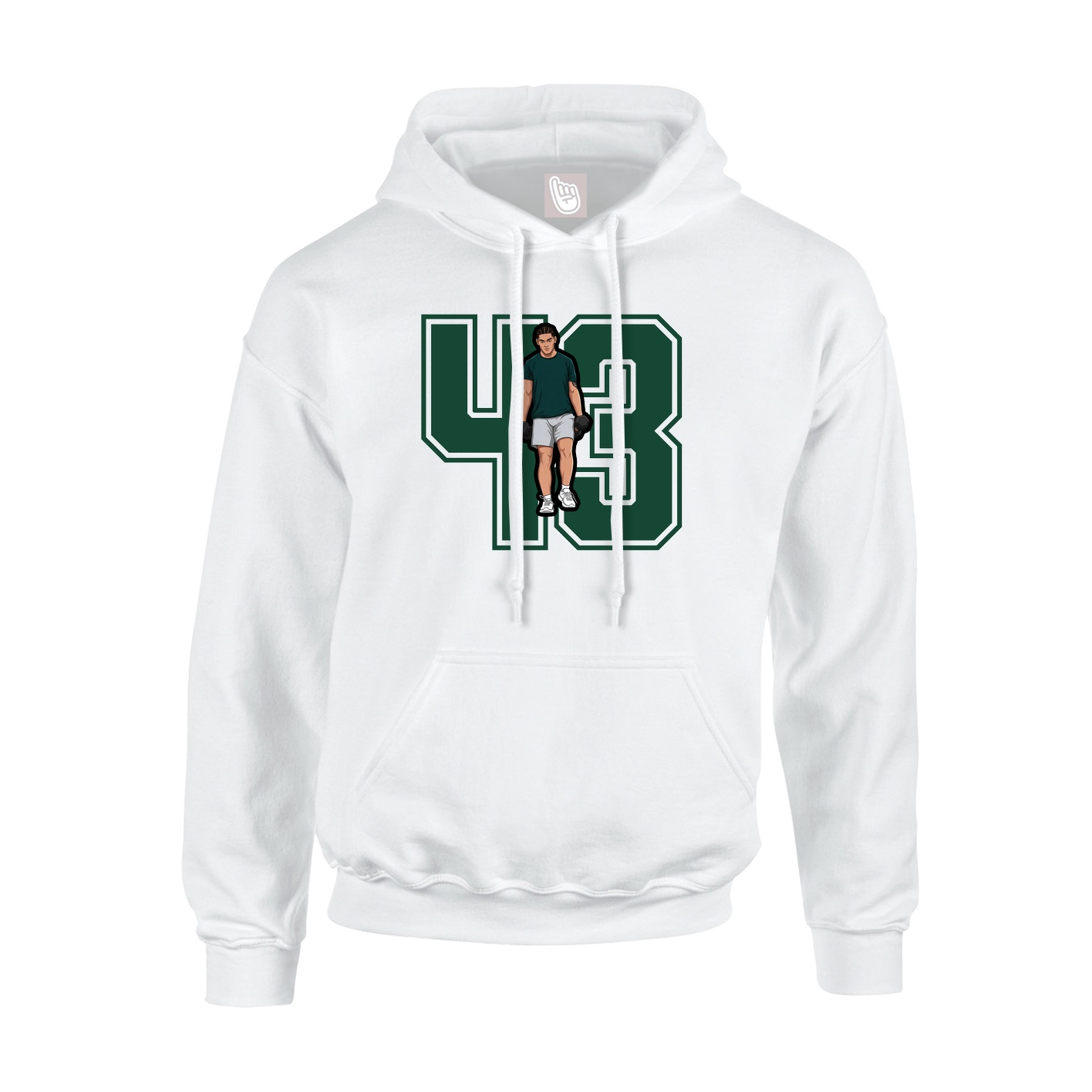 Youth Hoodie — Number in White
