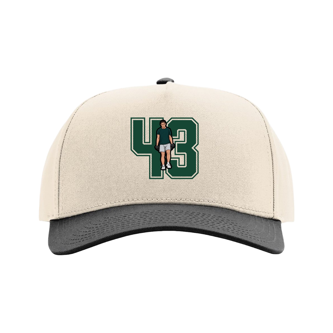 Full Fabric Five-Panel Champ Cap — Number in Cream/Black