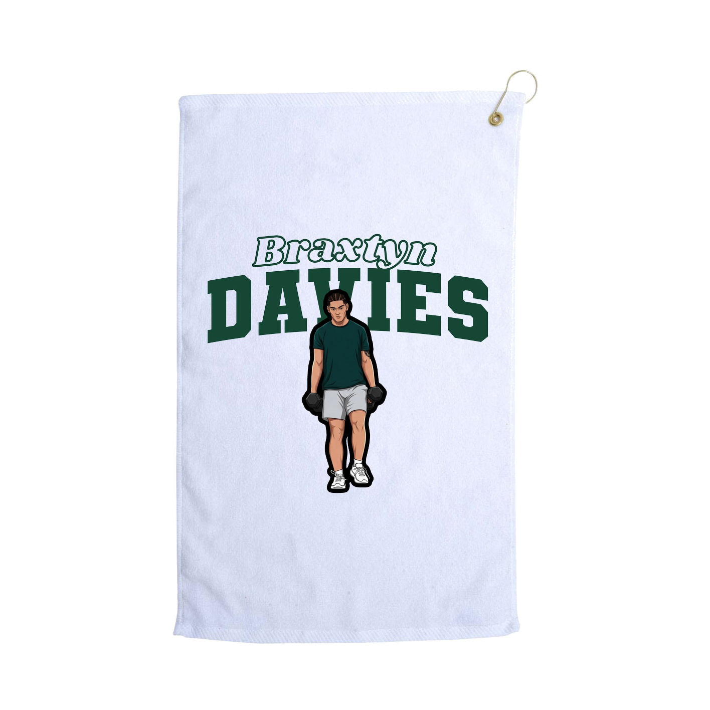 Golf Towel — Name Arch in White