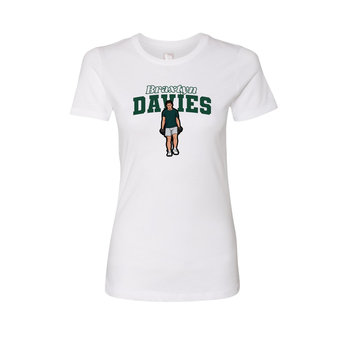 Fitted Women's Tee — Name Arch in White