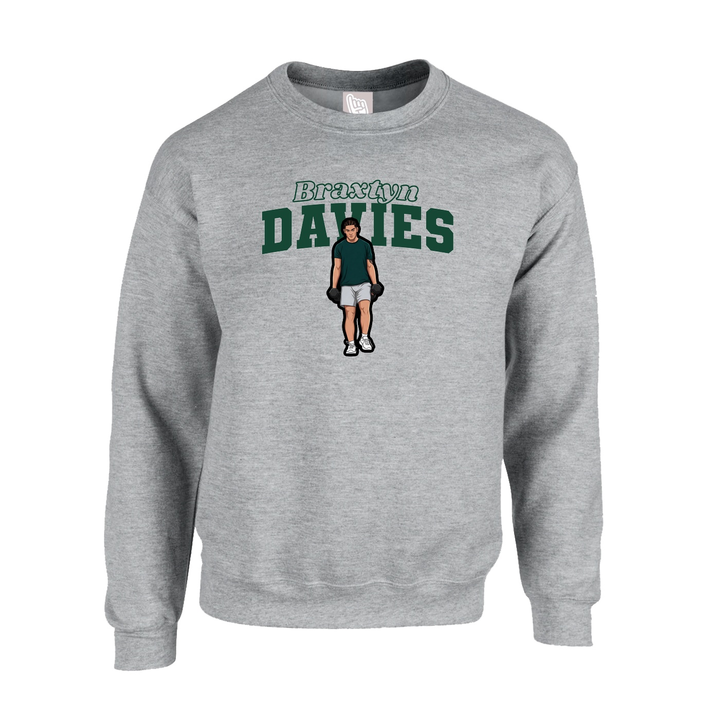 Fleece Crew — Name Arch in Grey