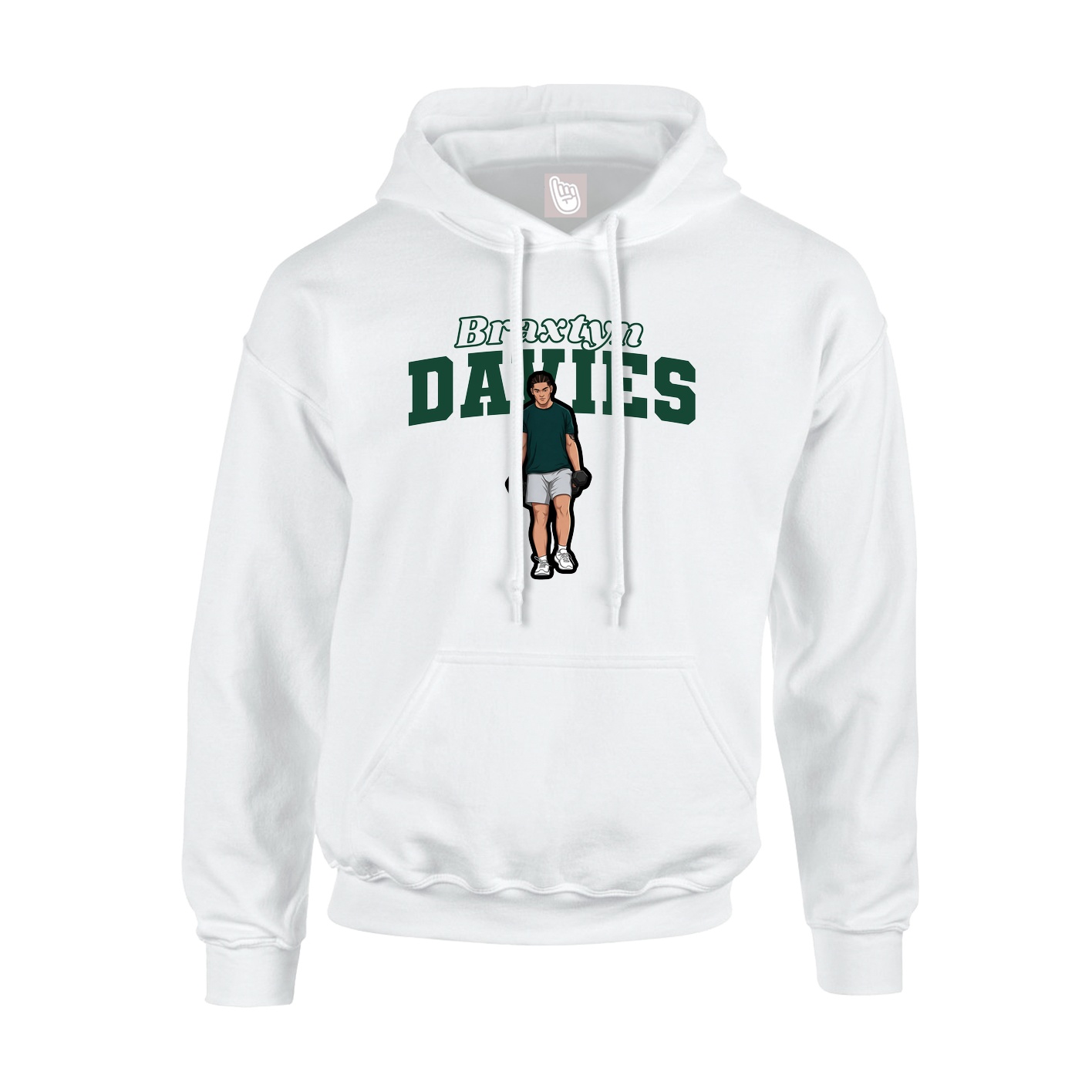 Youth Hoodie — Name Arch in White