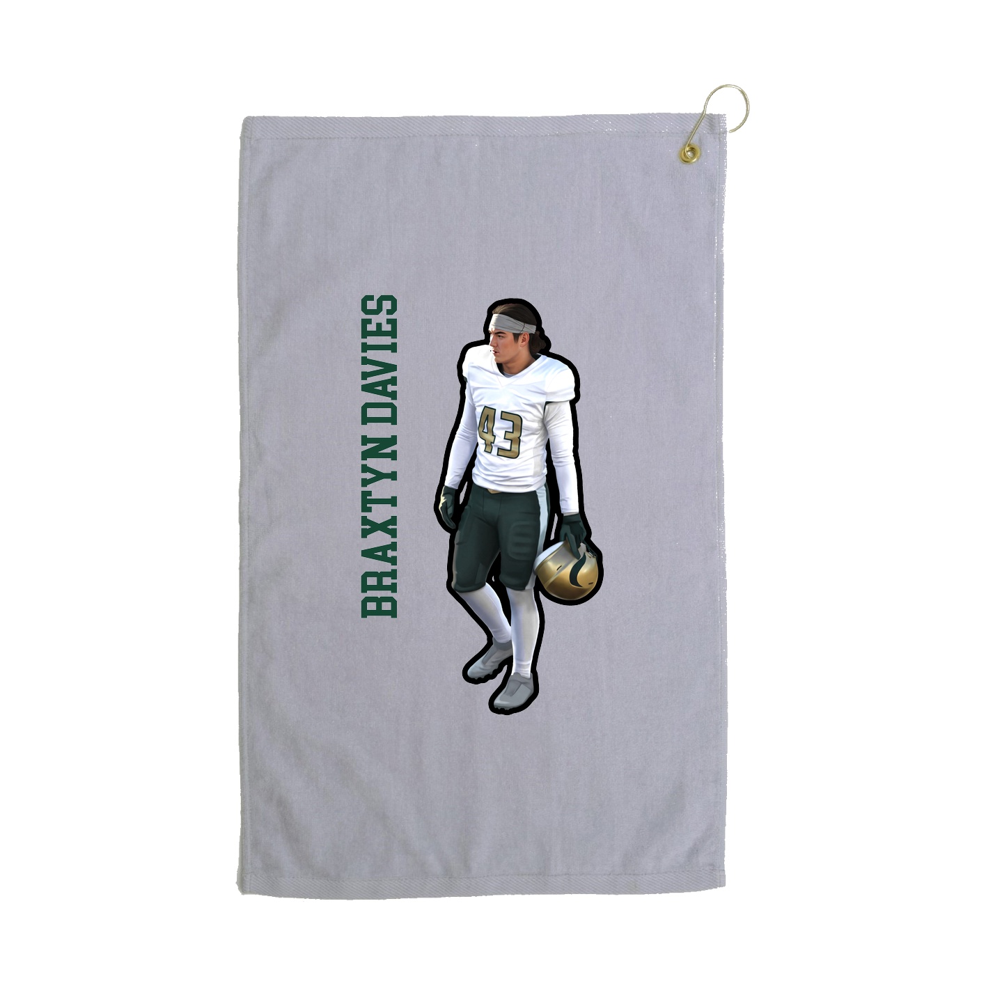 Golf Towel — Name Vertical in Grey