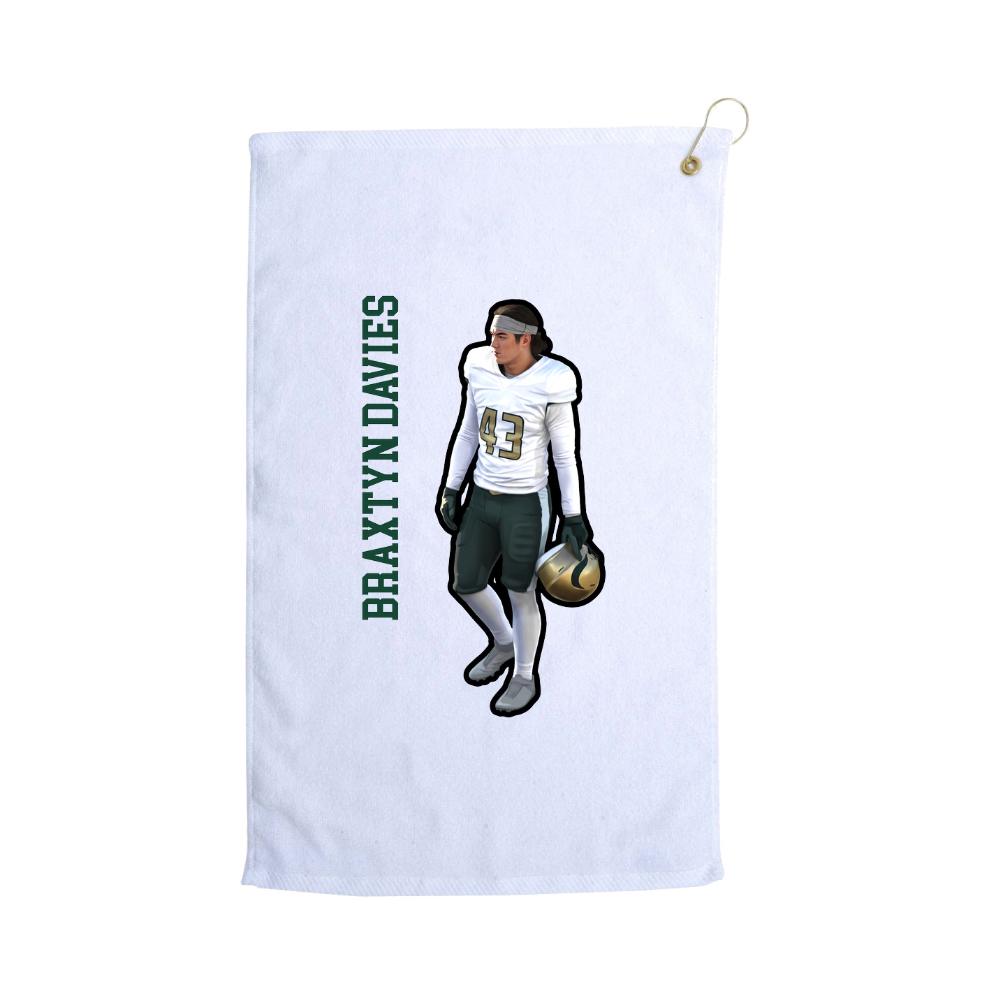 Golf Towel — Name Vertical in White