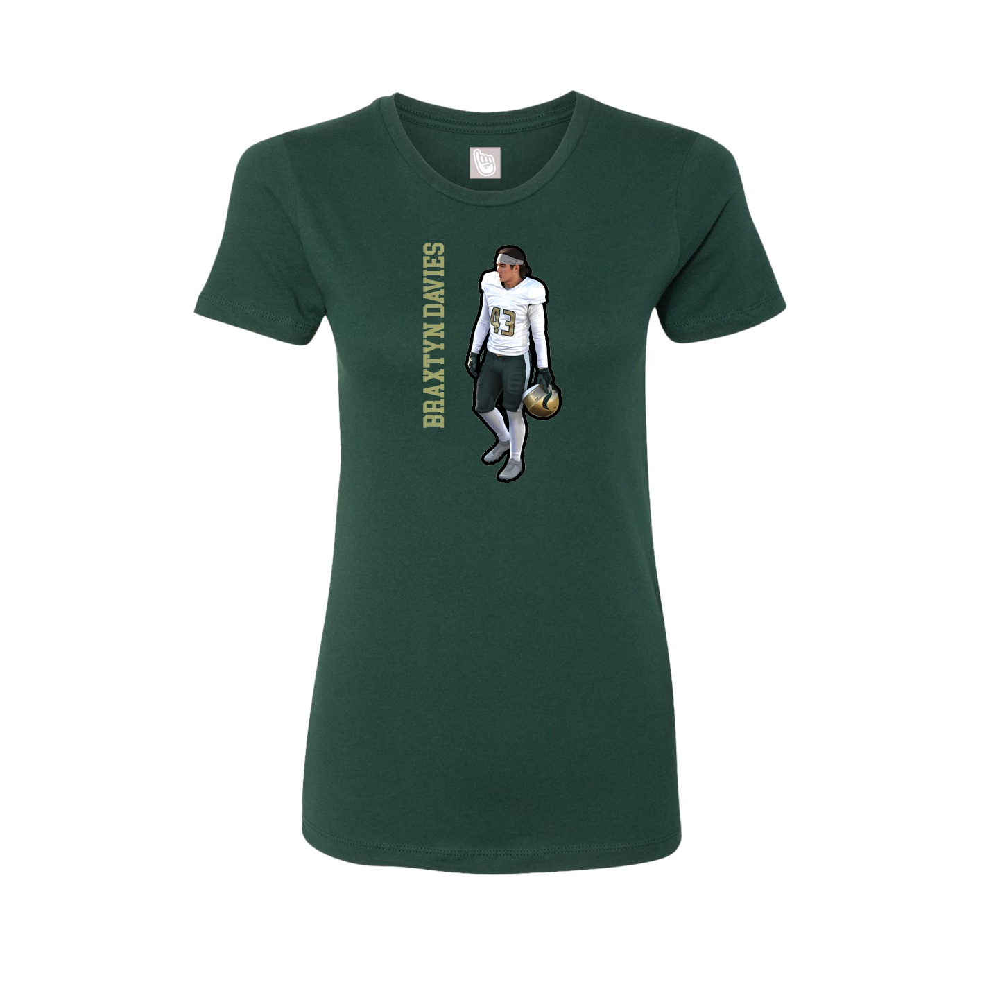 Fitted Women's Tee — Name Vertical in Green
