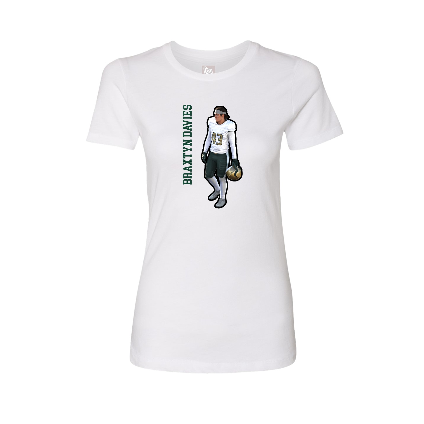 Womens Tee — Name Vertical in White