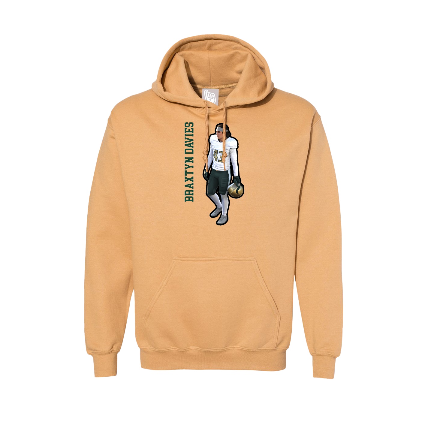 Hoodie — Name Vertical in Vegas Gold