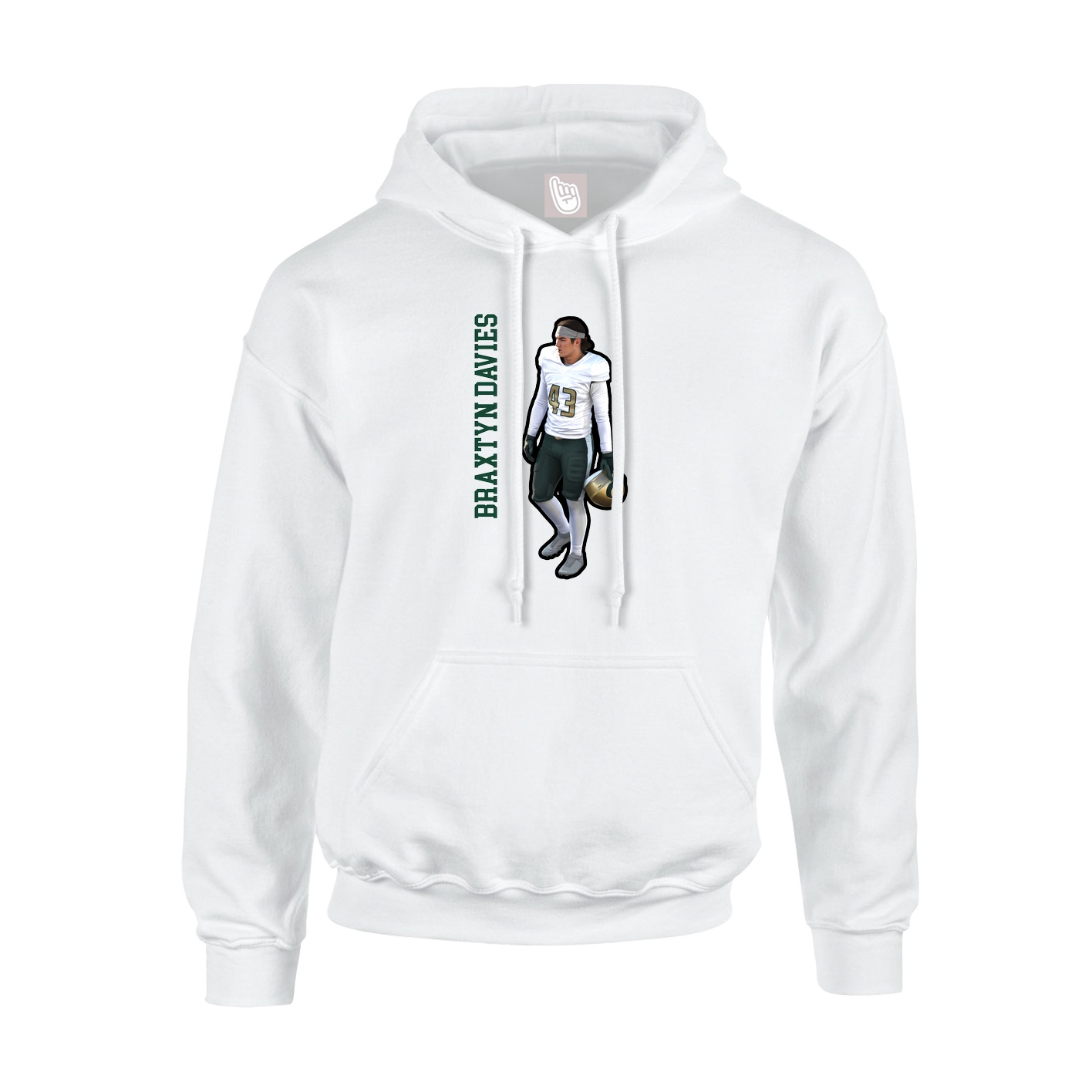 Youth Hoodie — Name Vertical in White