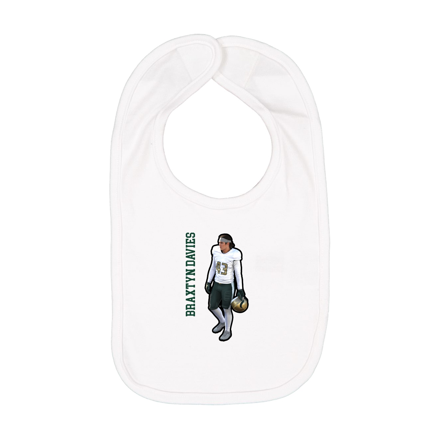 Infant Bib — Name Vertical in White