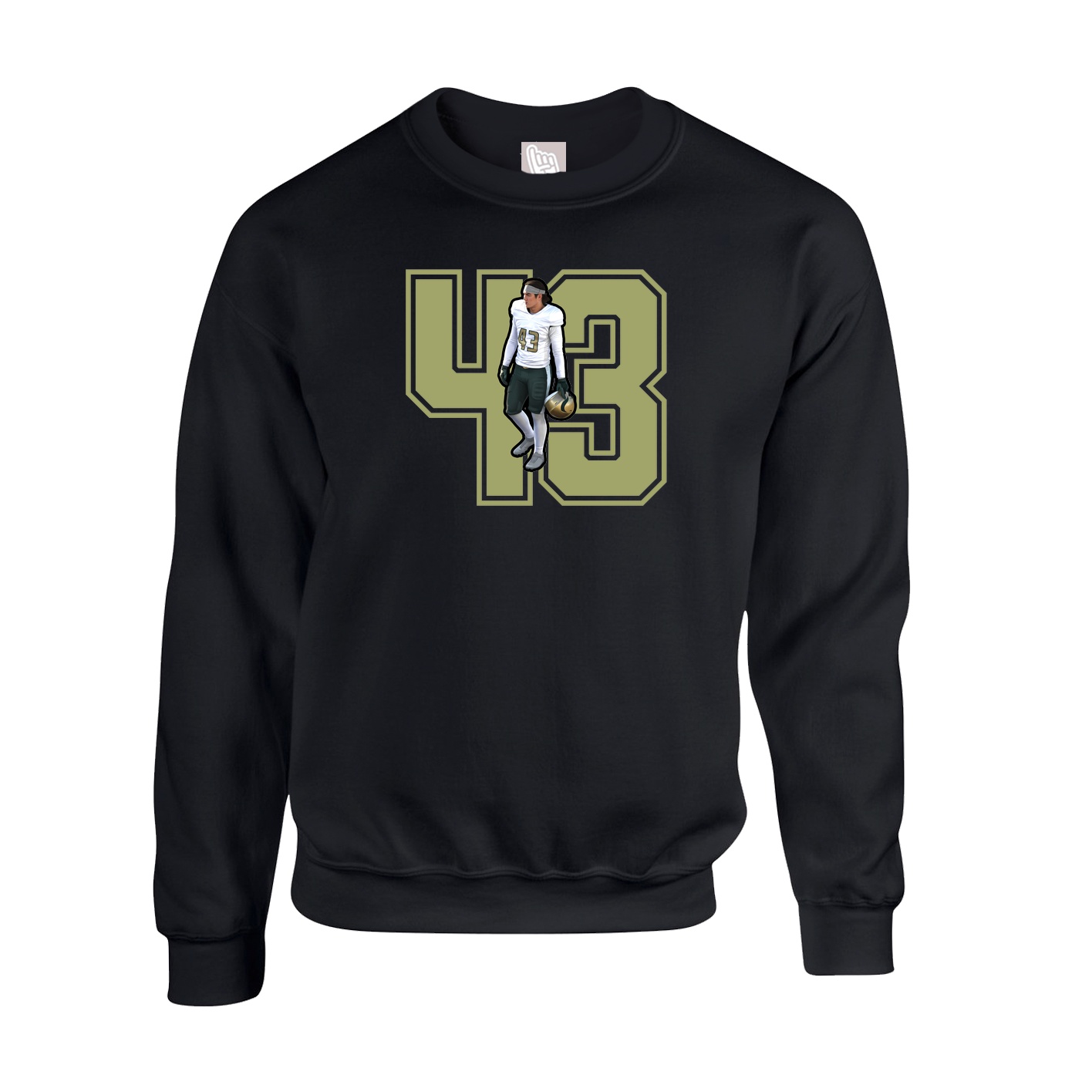 Fleece Crew — Number in Black
