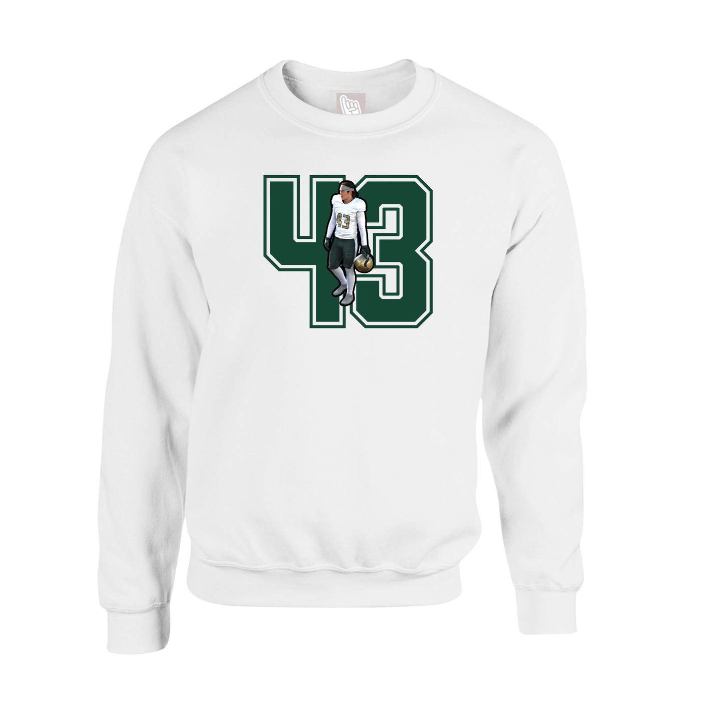 Fleece Crew — Number in White