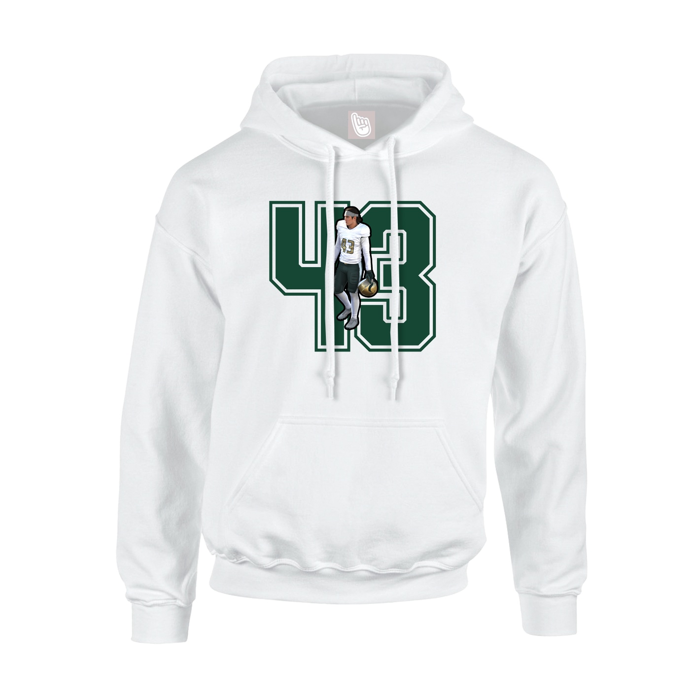 Youth Hoodie — Number in White