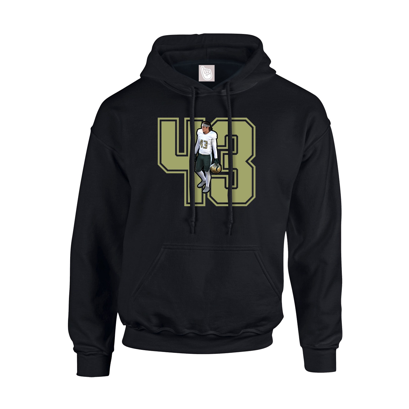 Youth Hoodie — Number in Black
