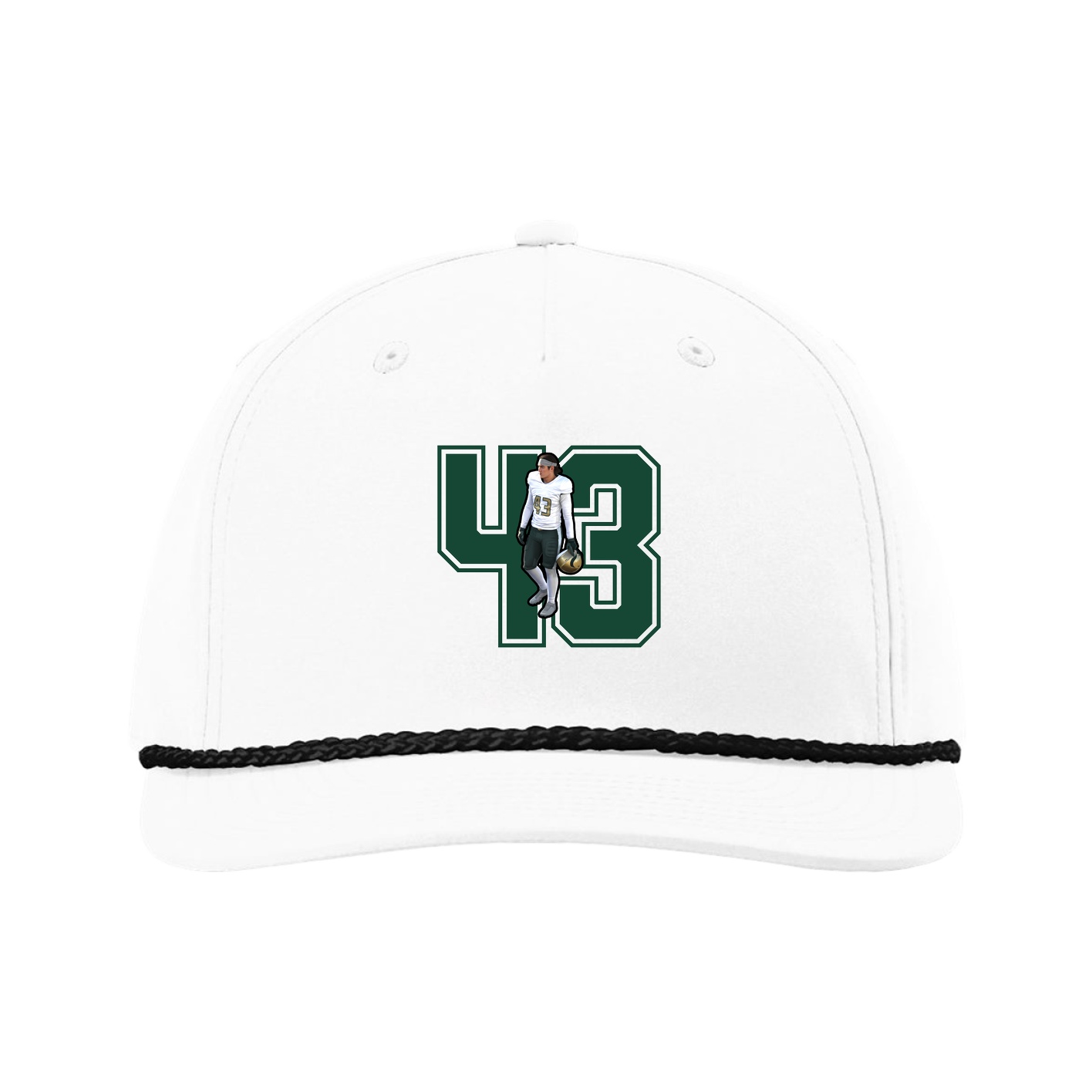Five-Panel Classic Rope Cap — Number in White