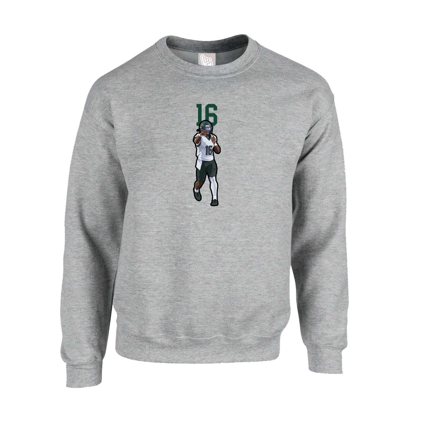 Fleece Crew — Number Top in Grey