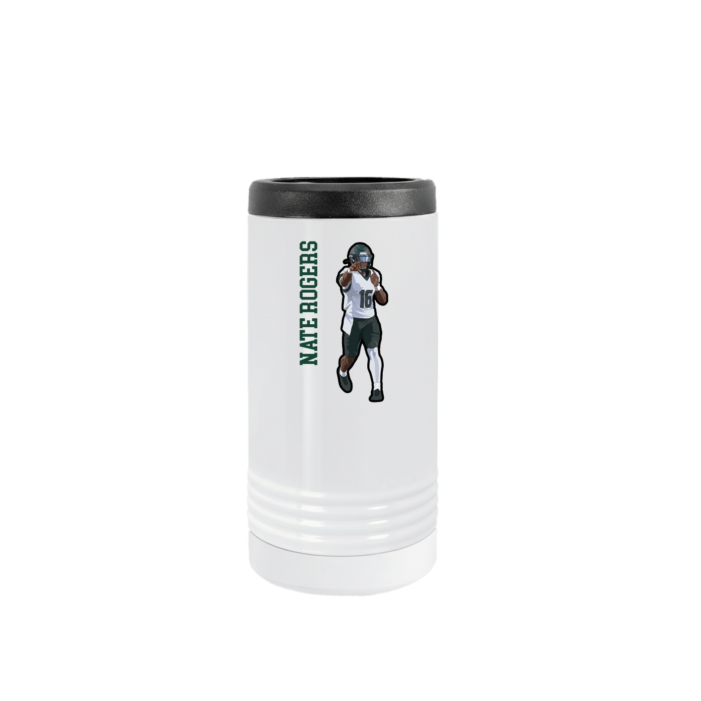 Slim Beverage Holder — Name Vertical in White