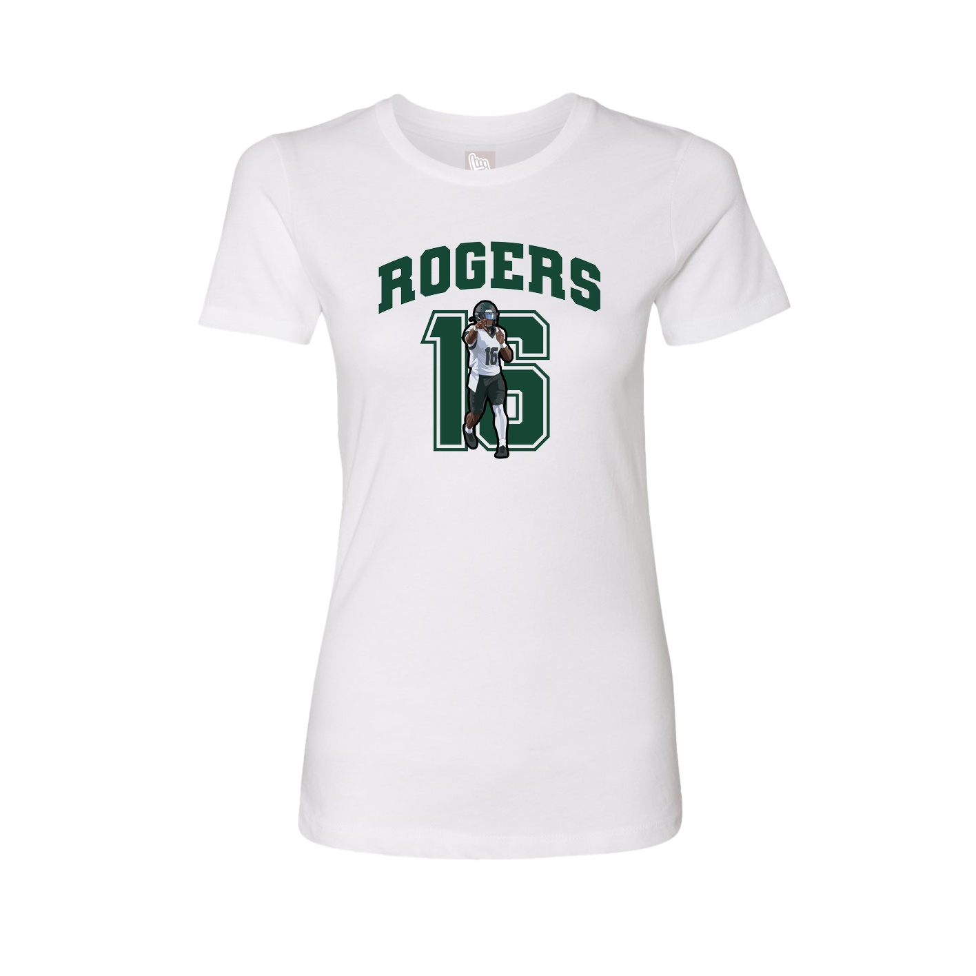 Fitted Women's Tee — Number in White