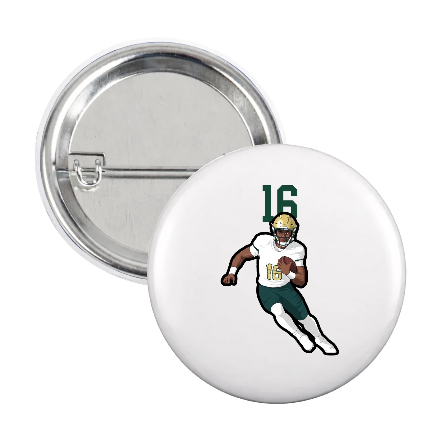 Game Day Button — Number Top in White
