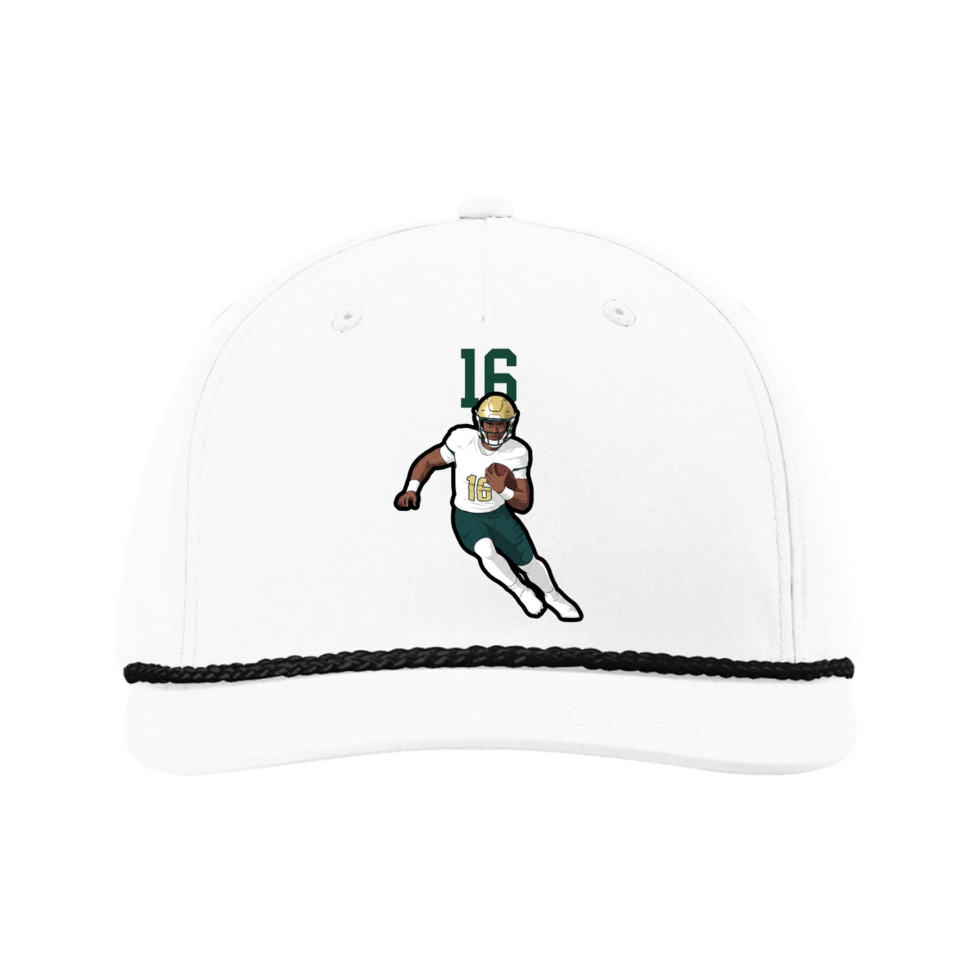 Five-Panel Classic Rope Cap — Number Top in White