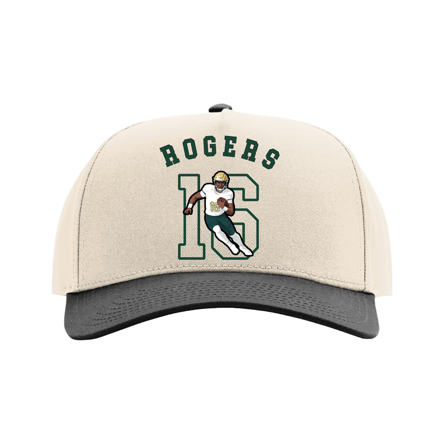 Full Fabric Five-Panel Champ Cap — Shirsey Arch in Cream/Black