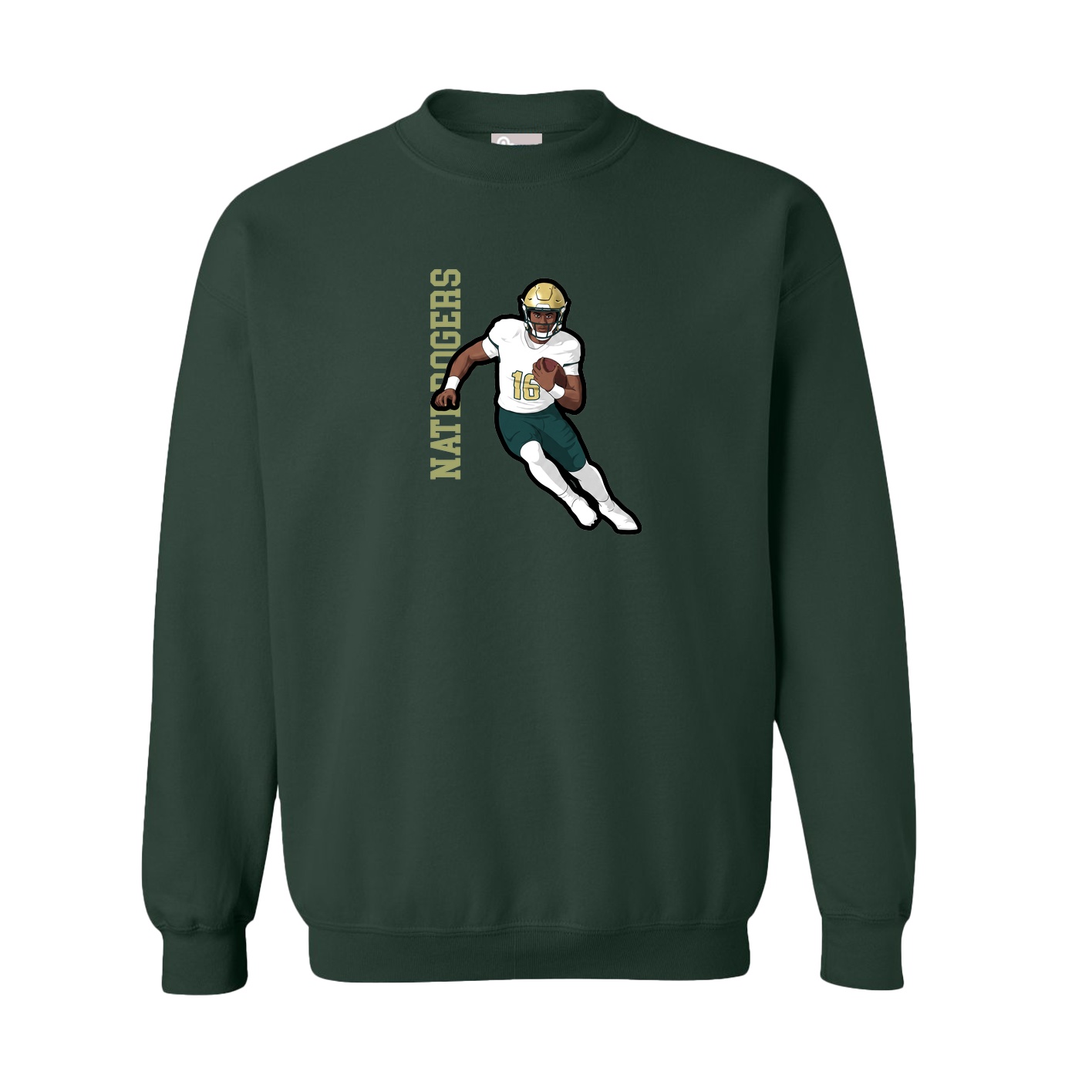 Fleece Crew — Name Vertical in Green