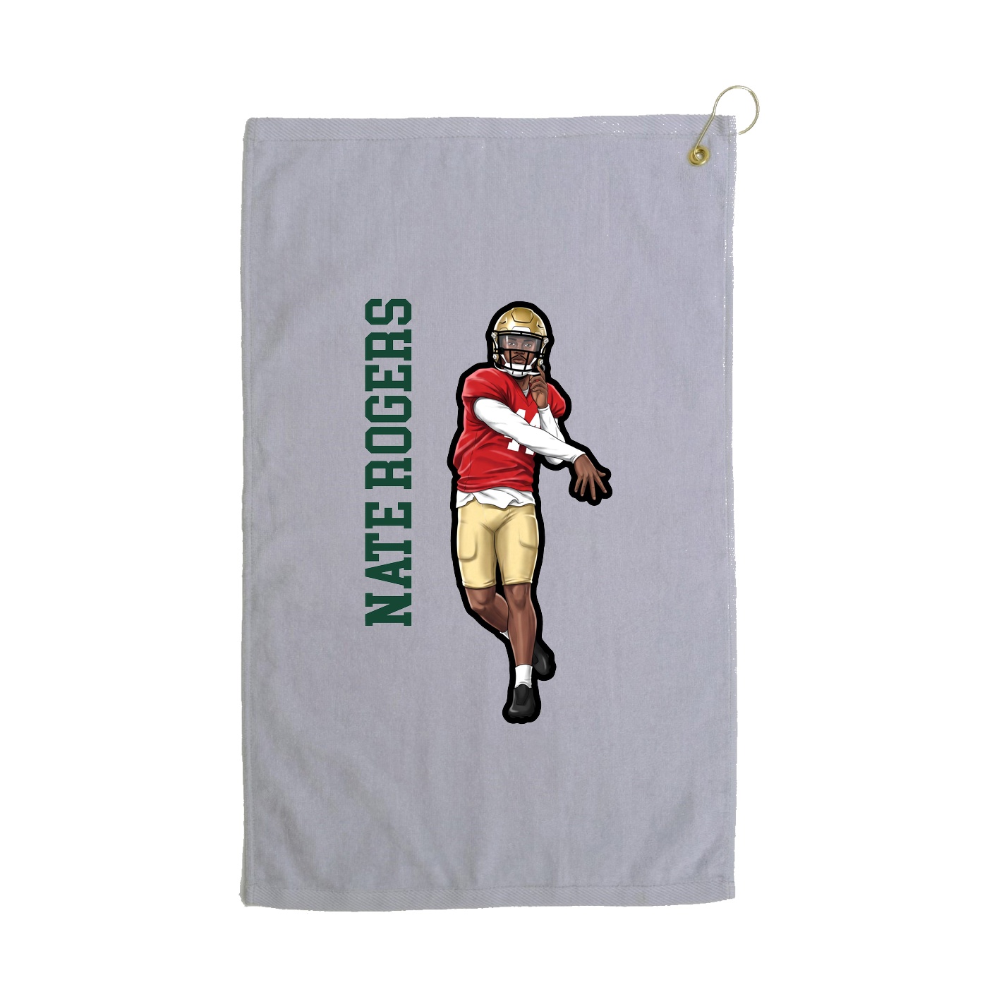 Golf Towel — Name Vertical in Grey