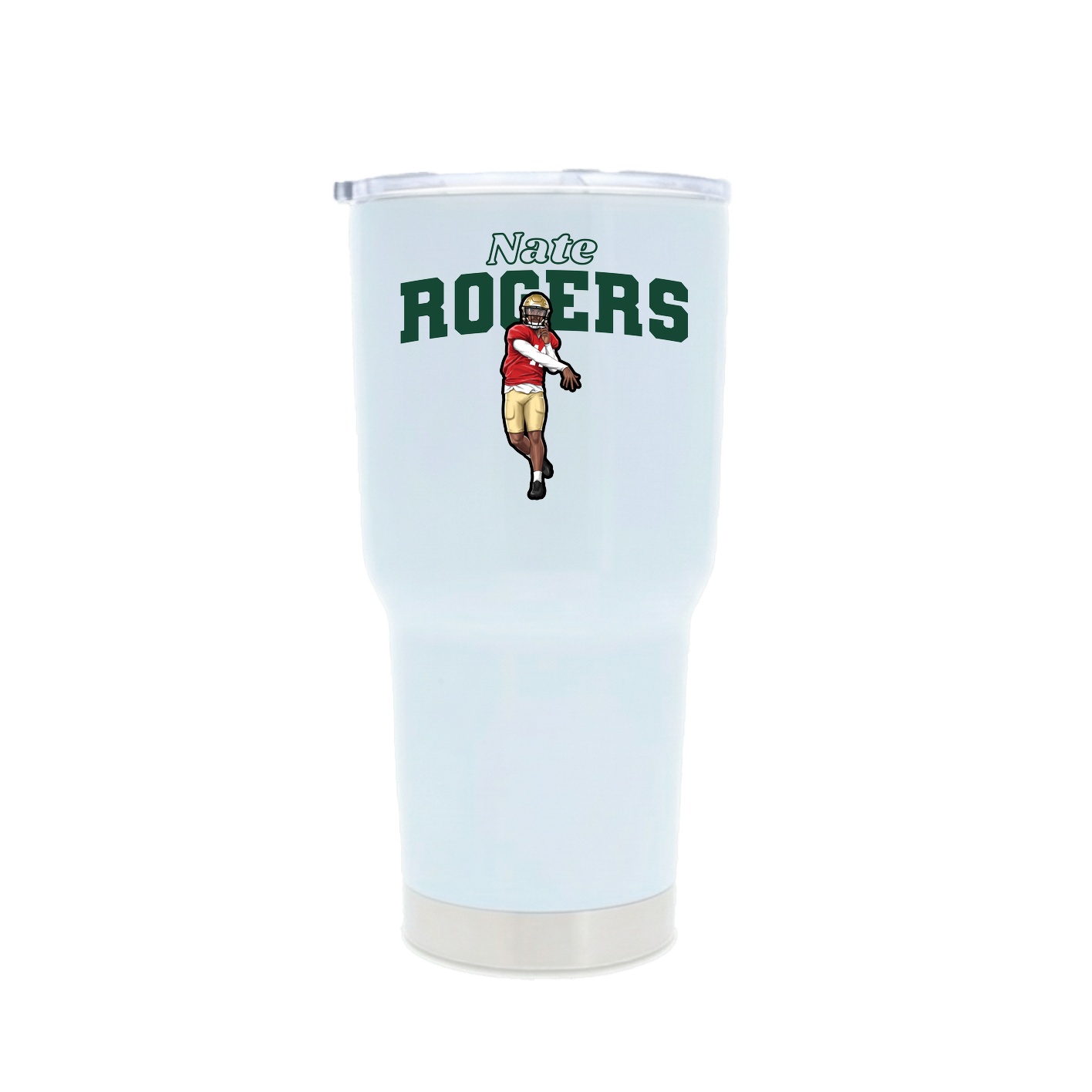 30oz Stainless Steel Tumbler — Name Arch in White