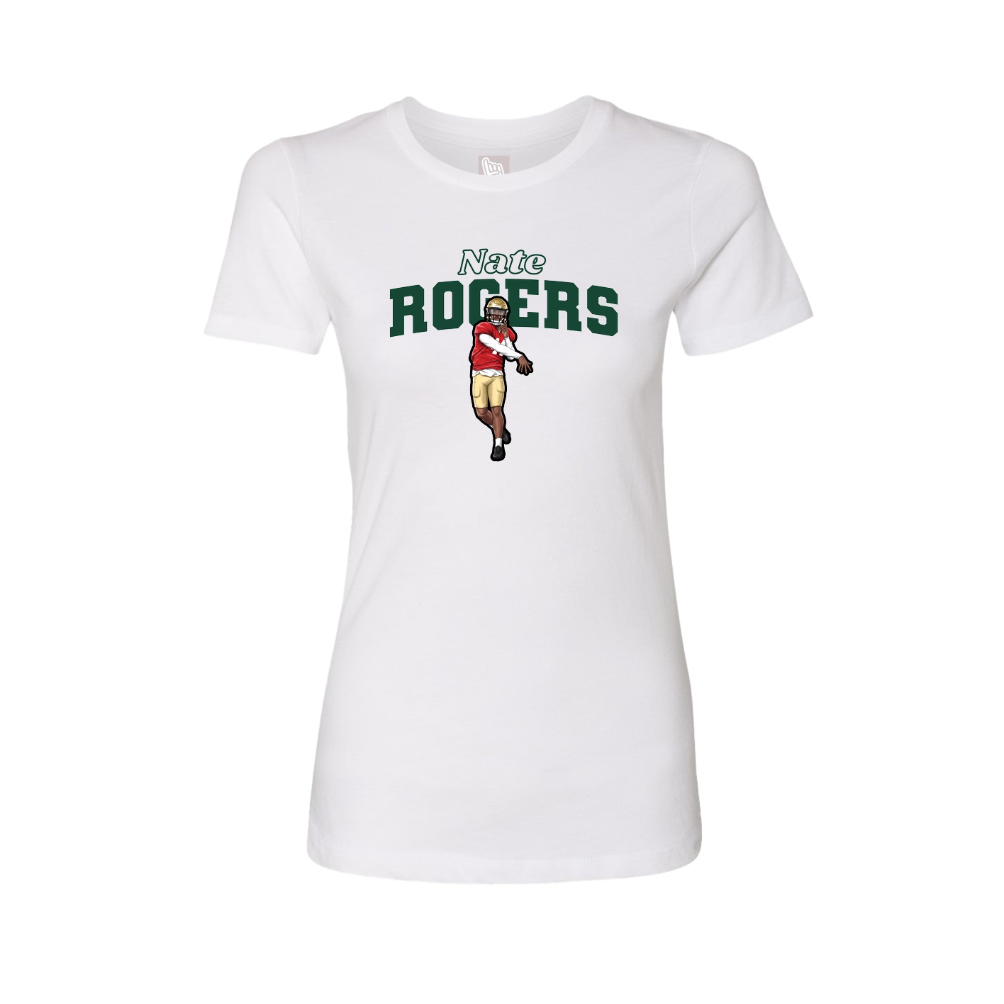Womens Tee — Name Arch in White