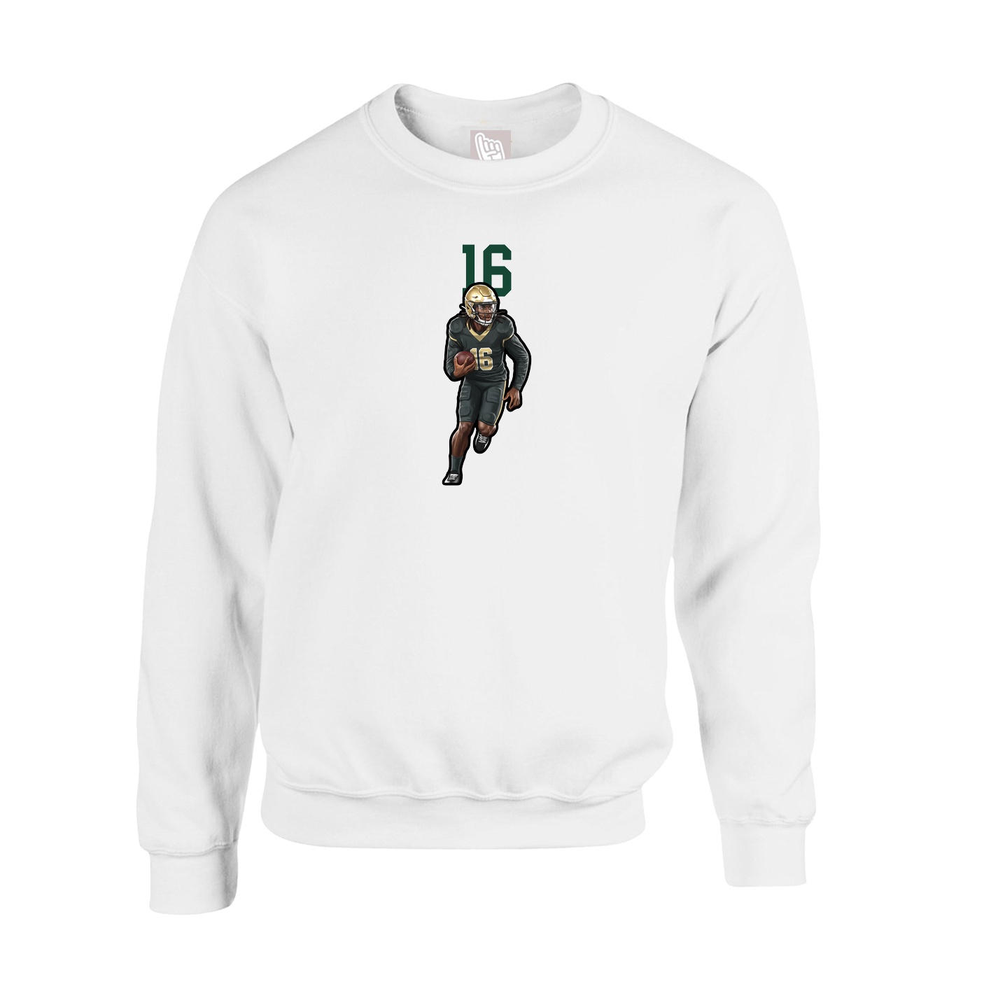 Fleece Crew — Number Top in White