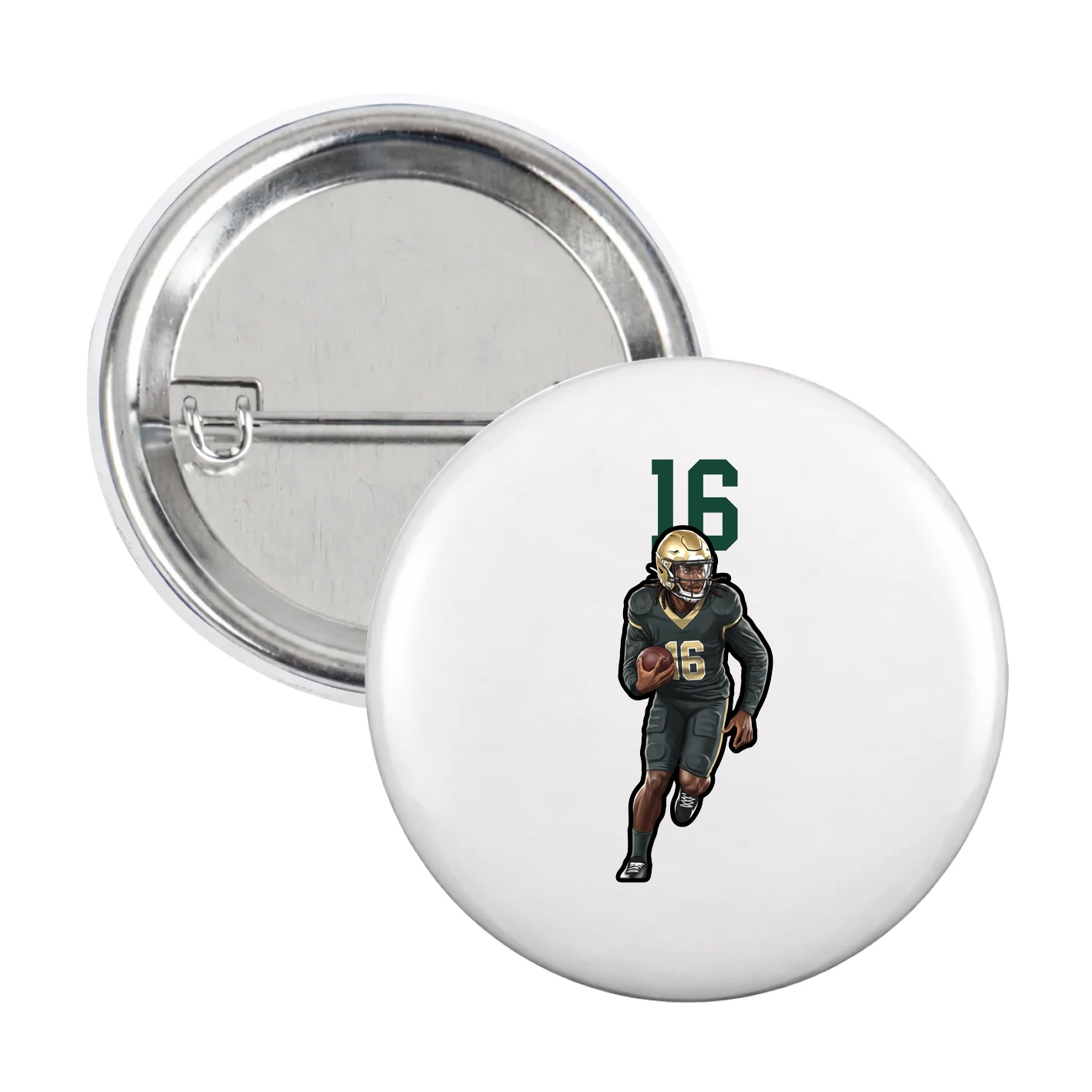 Game Day Button — Number Top in White