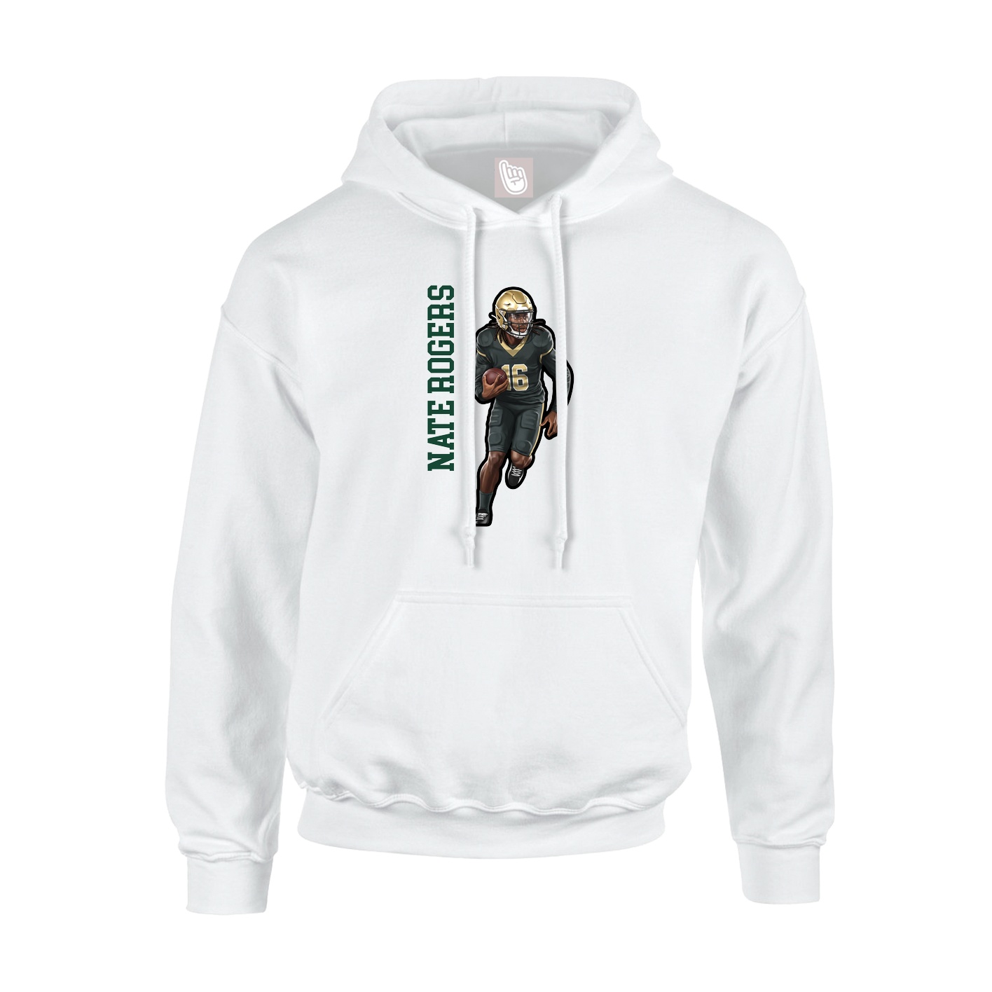 Youth Hoodie — Name Vertical in White