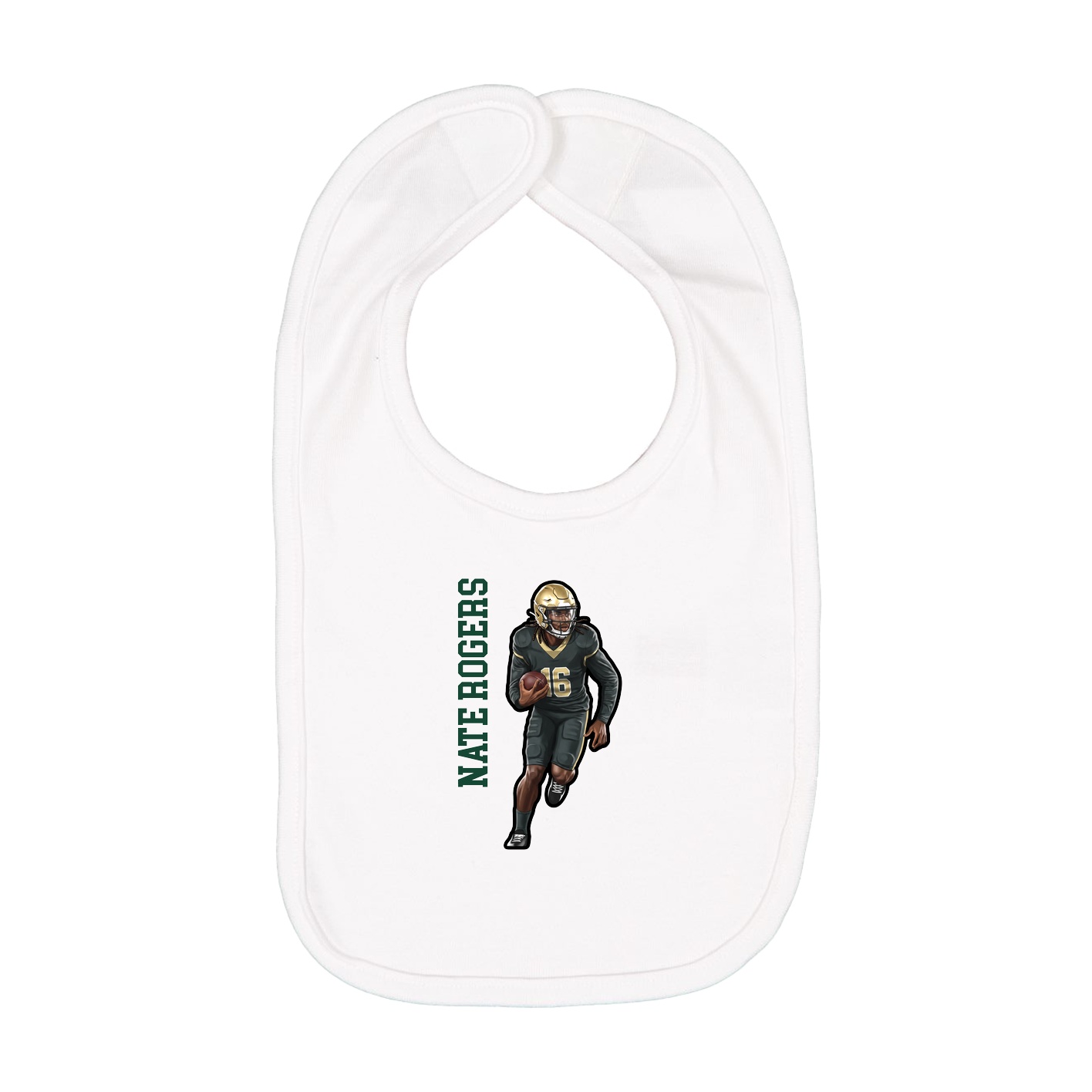 Infant Bib — Name Vertical in White