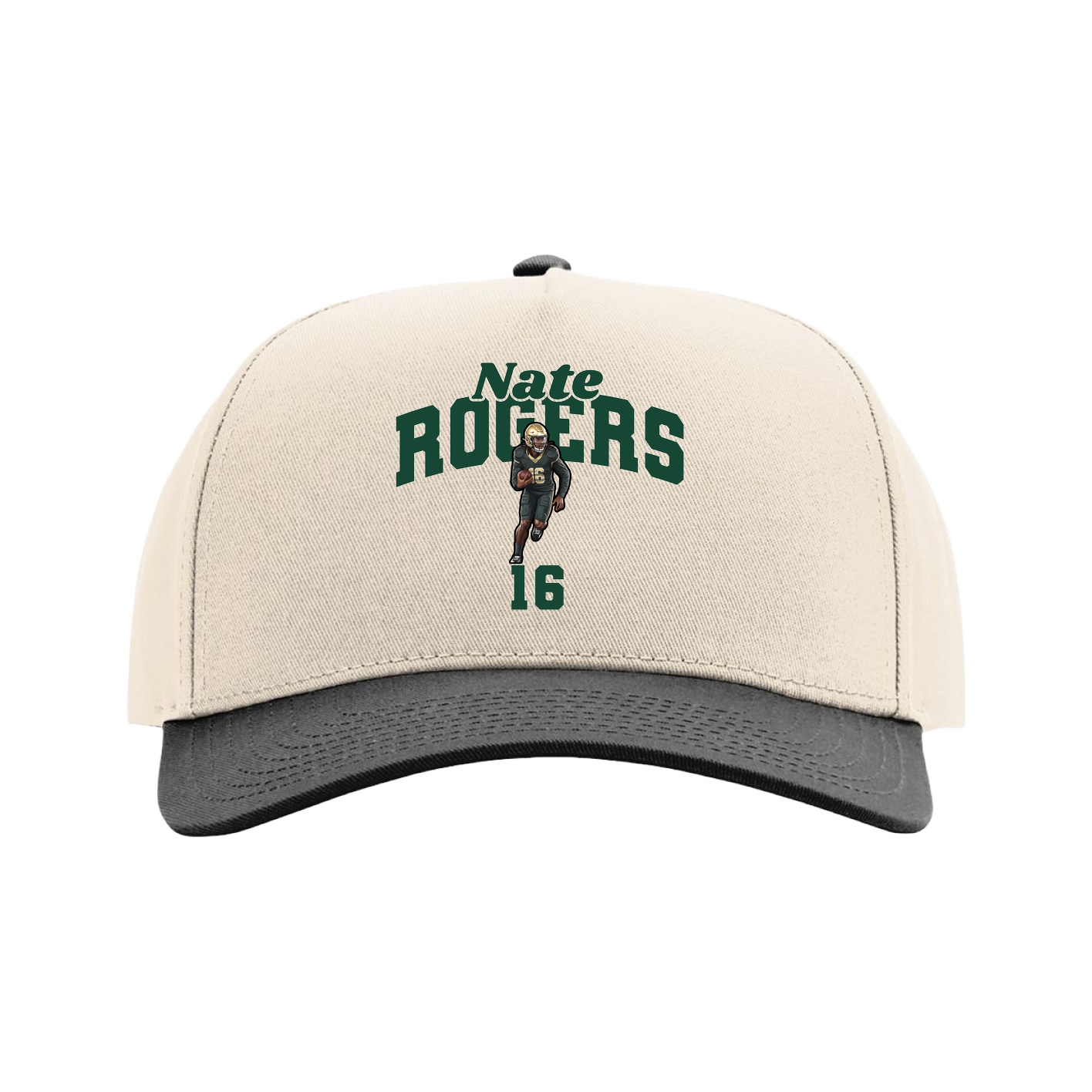Full Fabric Five-Panel Champ Cap — Signature Arch in Cream/Black