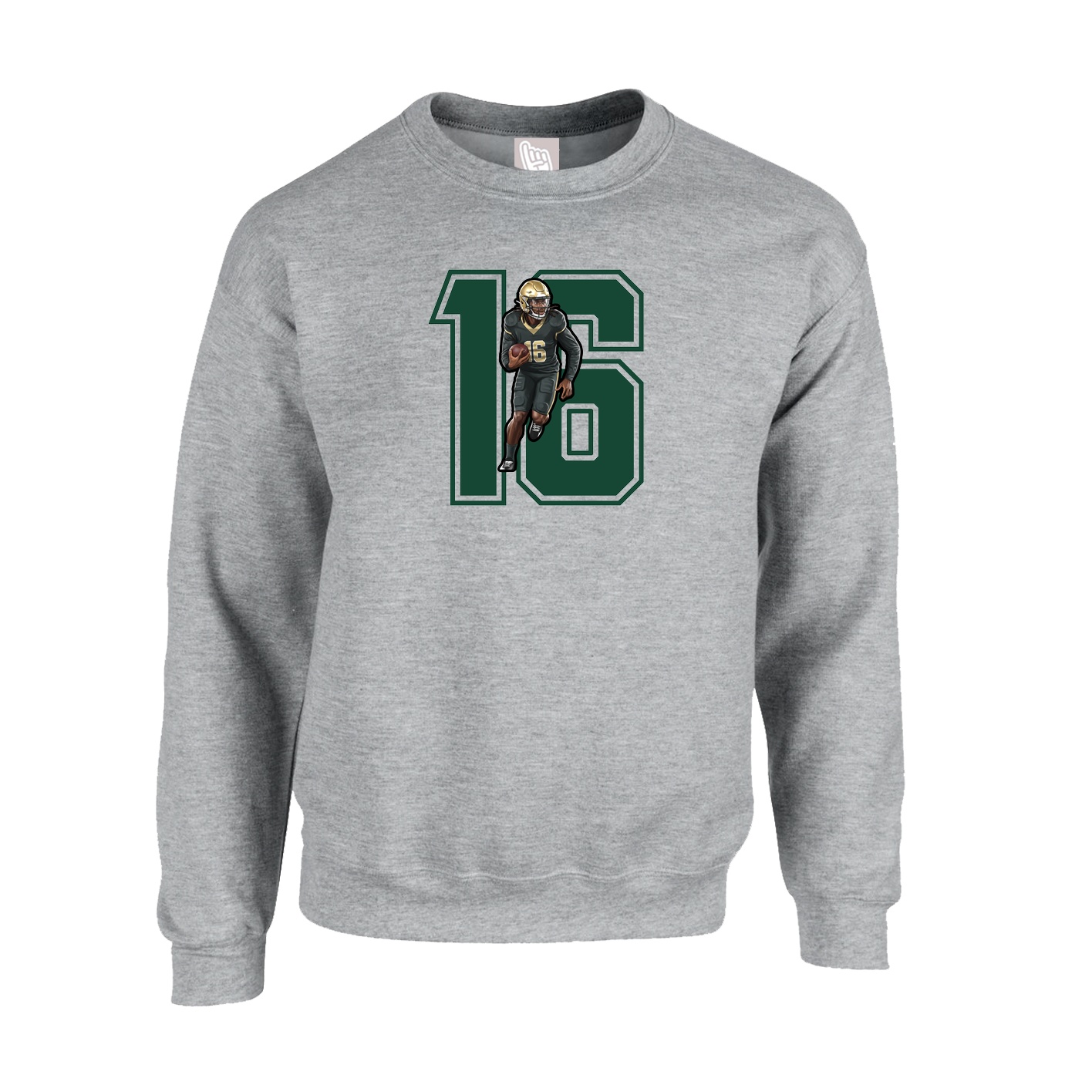 Fleece Crew — Number in Grey