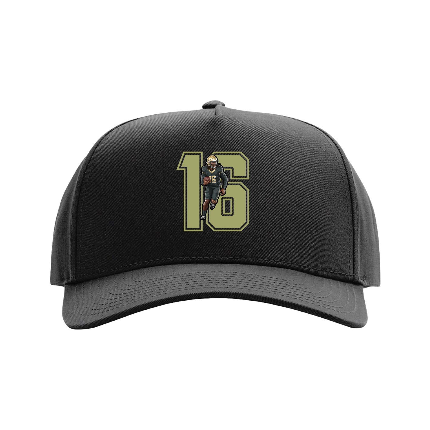 Full Fabric Five-Panel Champ Cap — Number in Black