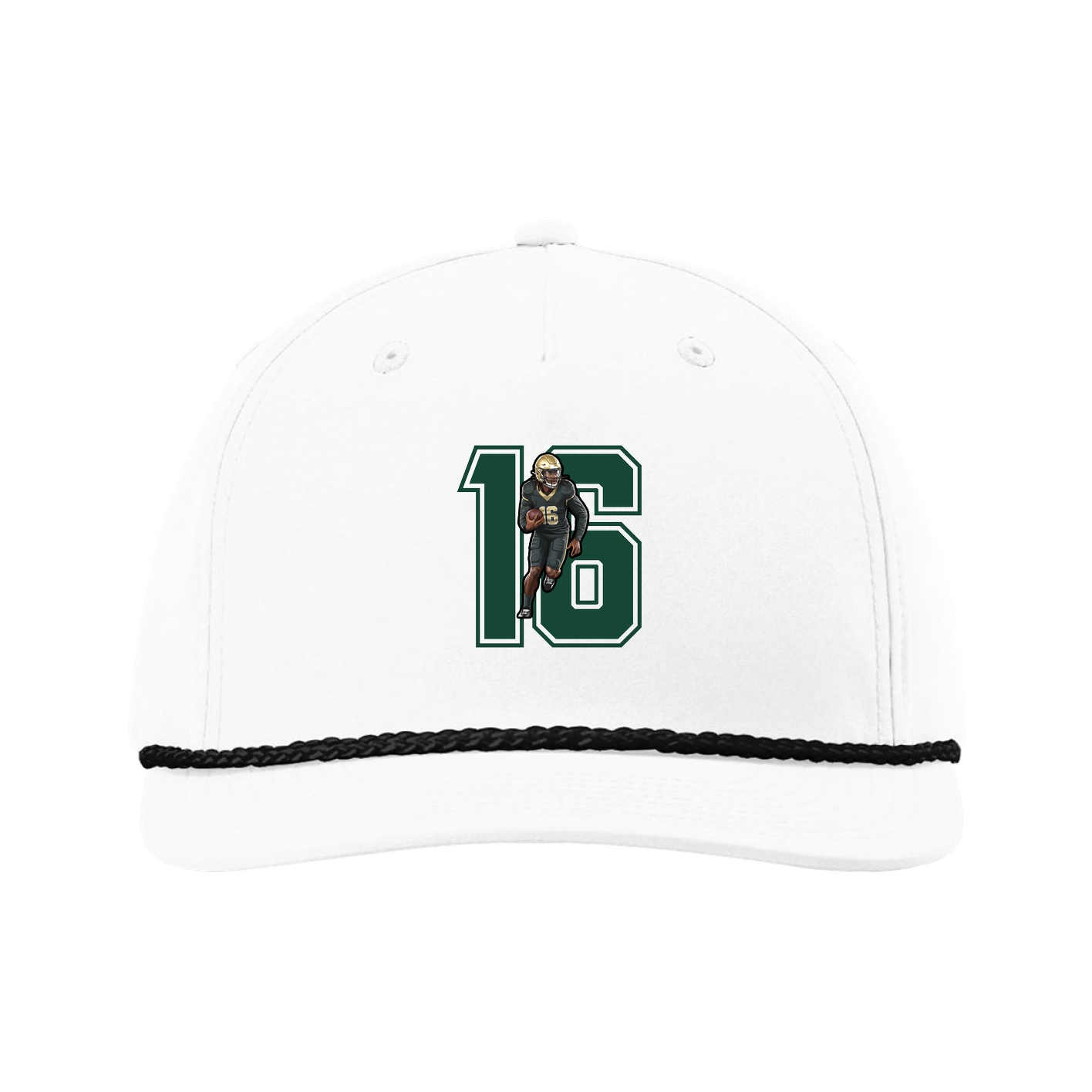 Five-Panel Classic Rope Cap — Number in White