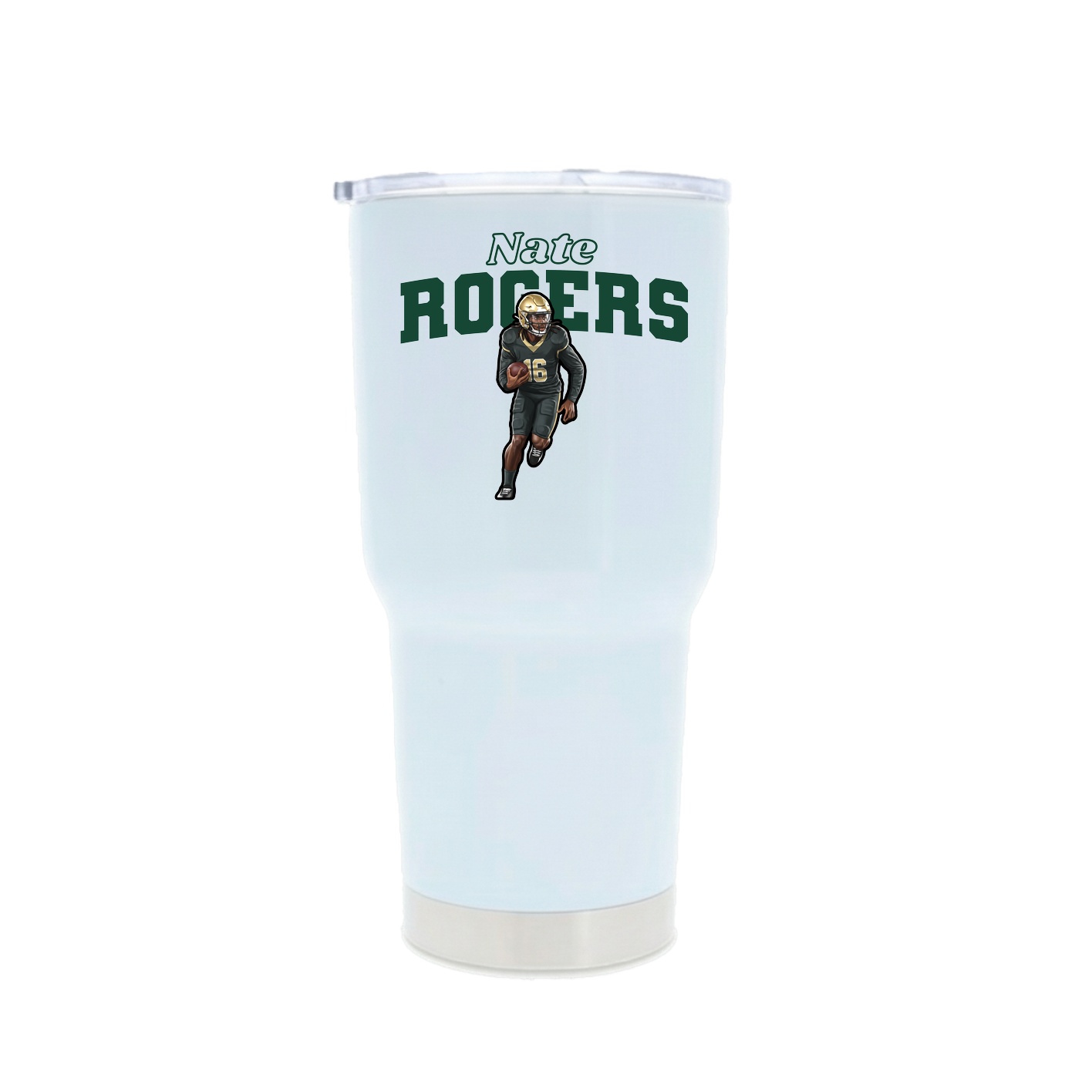 30oz Stainless Steel Tumbler — Name Arch in White