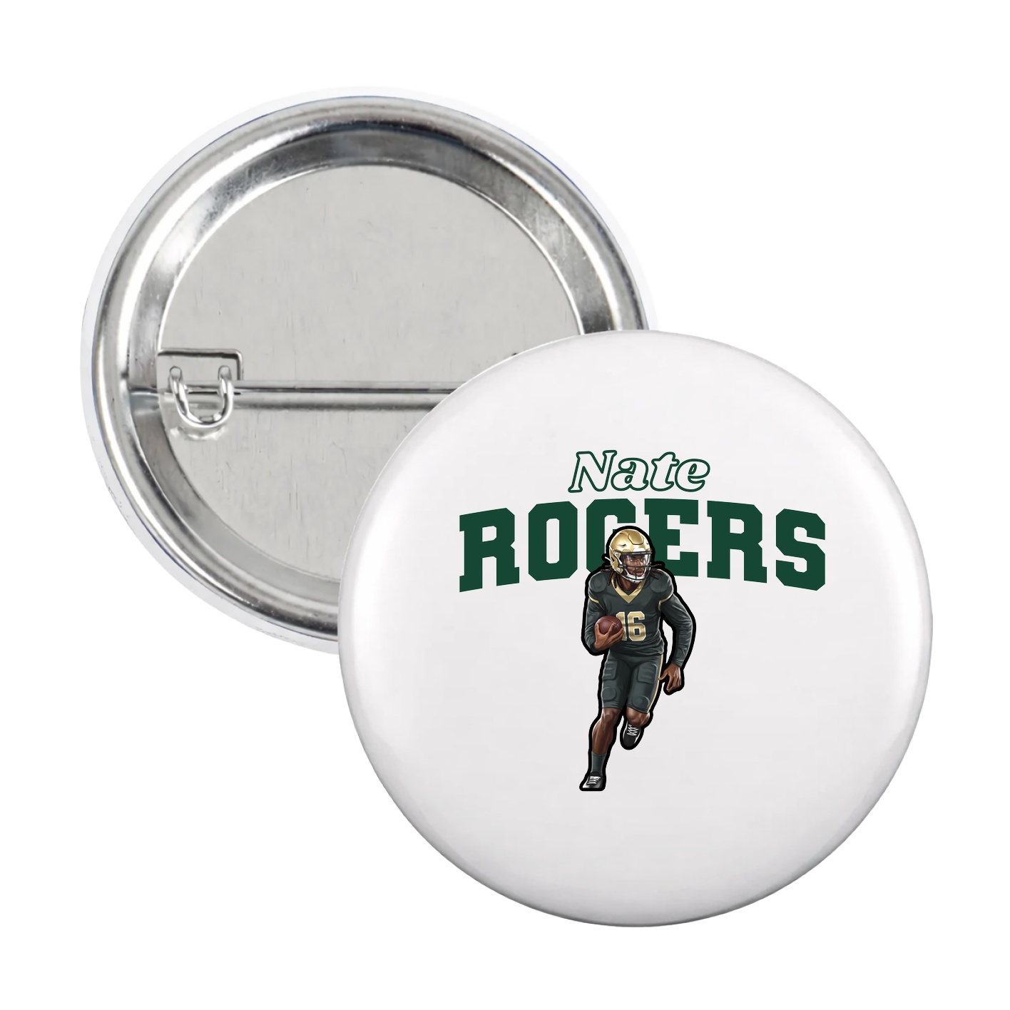 Game Day Button — Name Arch in White