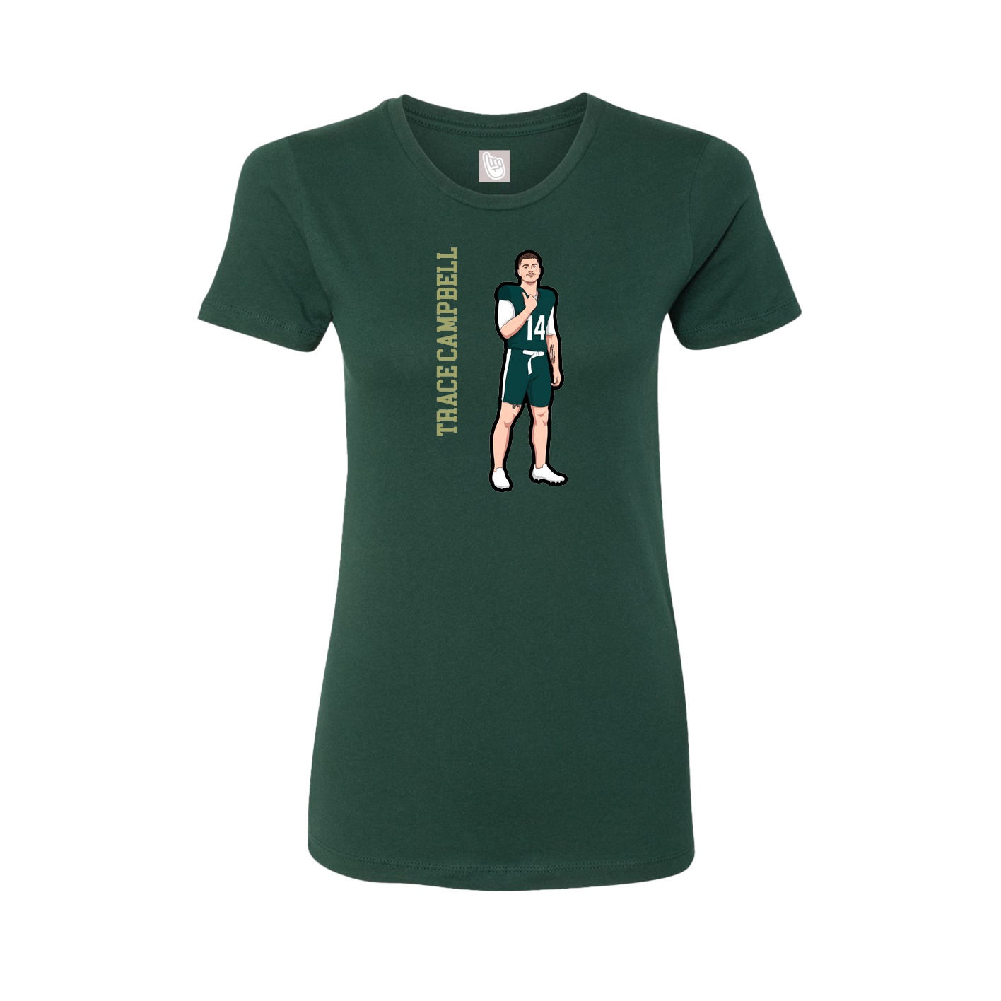Fitted Women's Tee — Name Vertical in Green