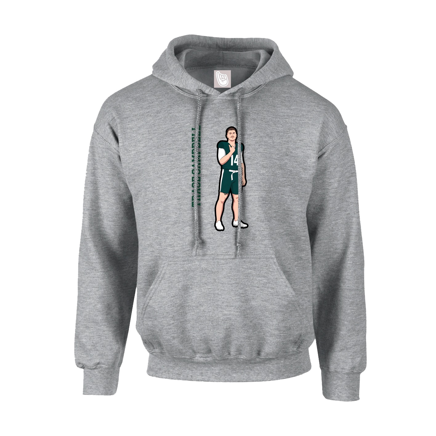 Hoodie — Name Vertical in Grey