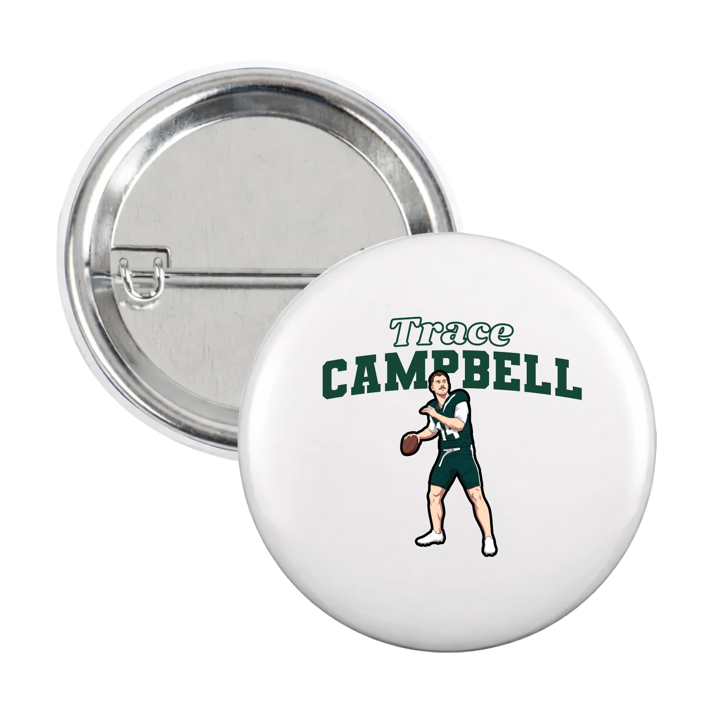 Game Day Button — Name Arch in White