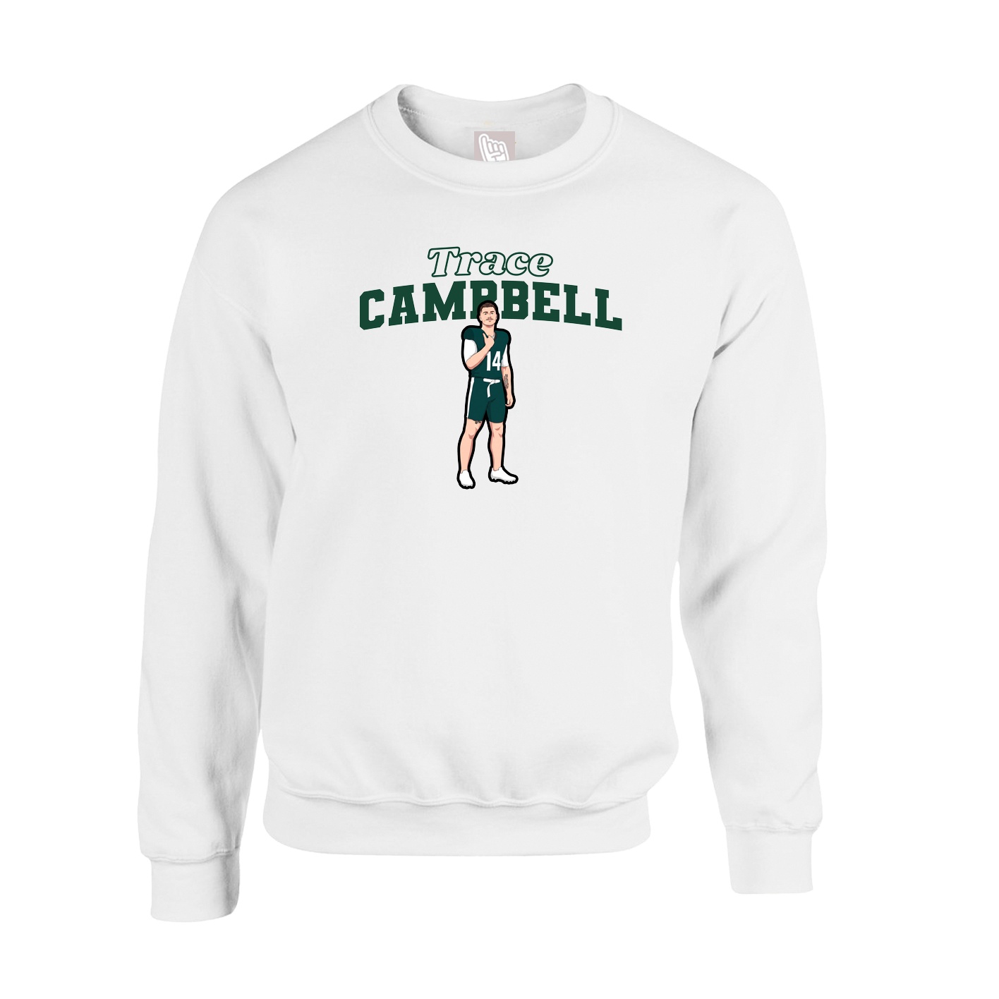 Fleece Crew — Name Arch in White