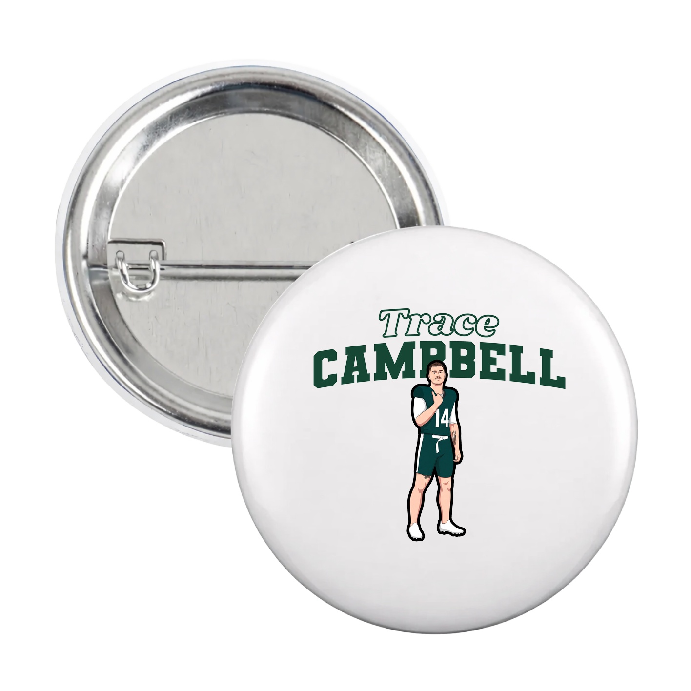 Game Day Button — Name Arch in White